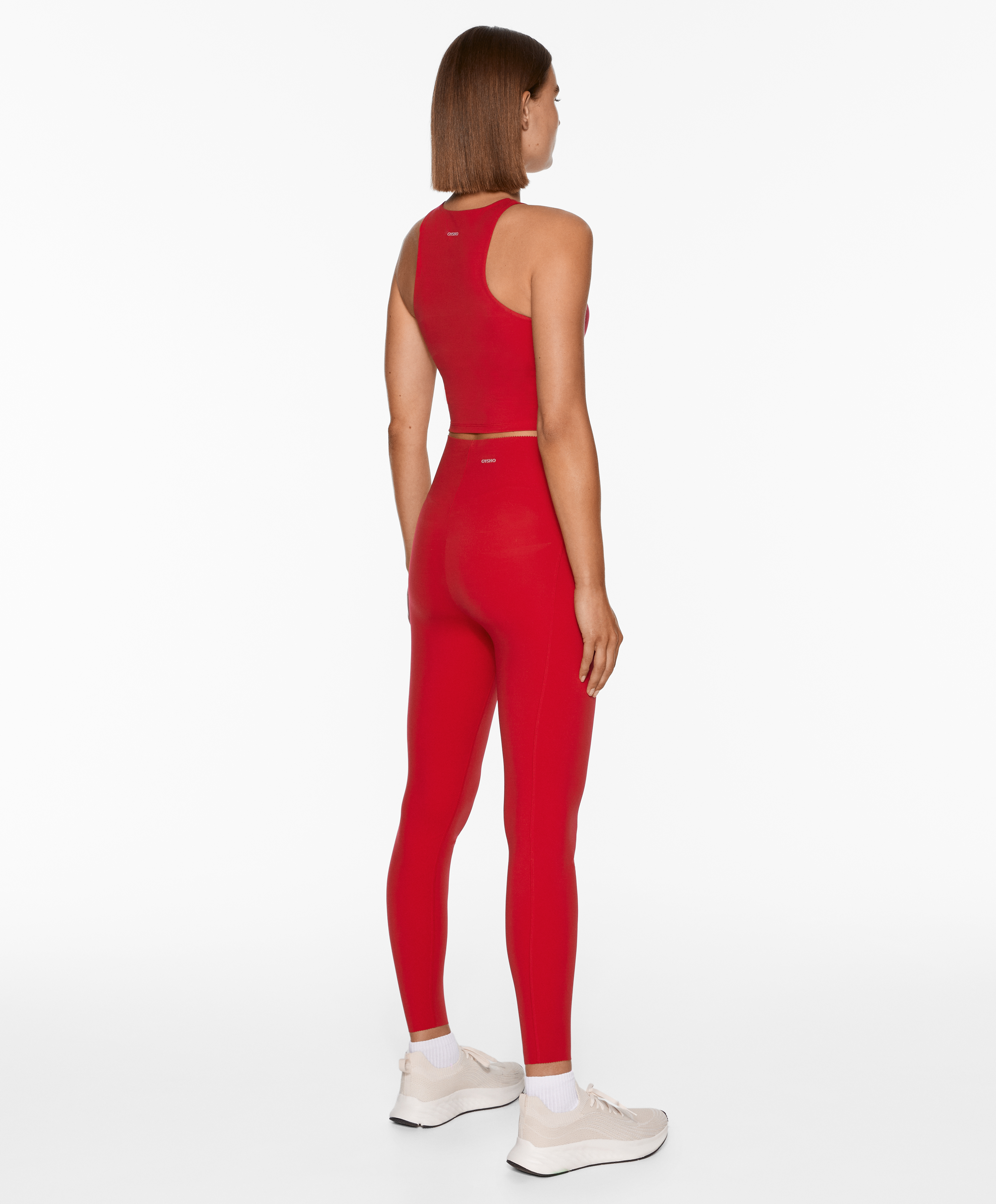 Compressive high-rise core-control ankle-length leggings