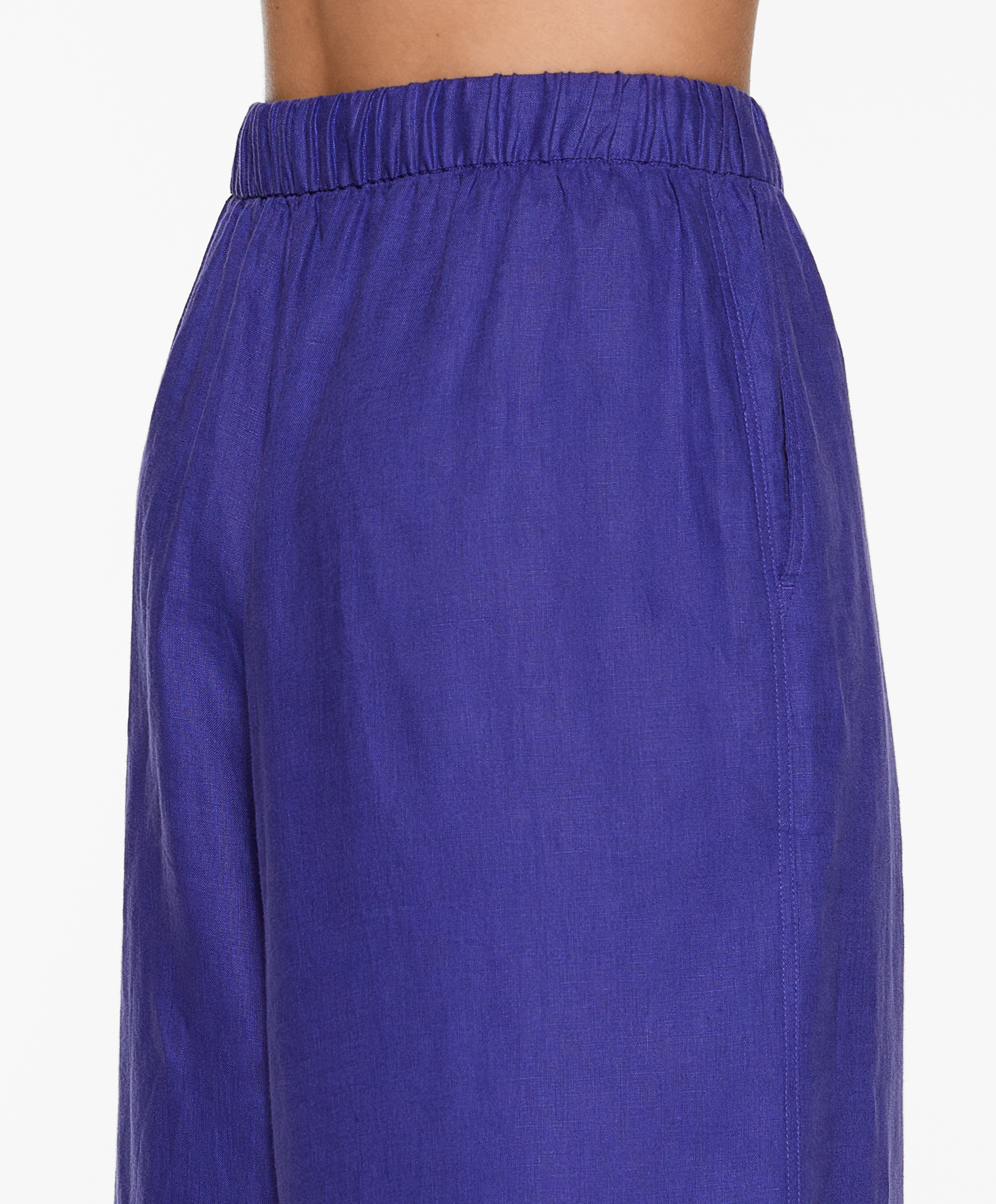 100% linen wide straight-leg trousers