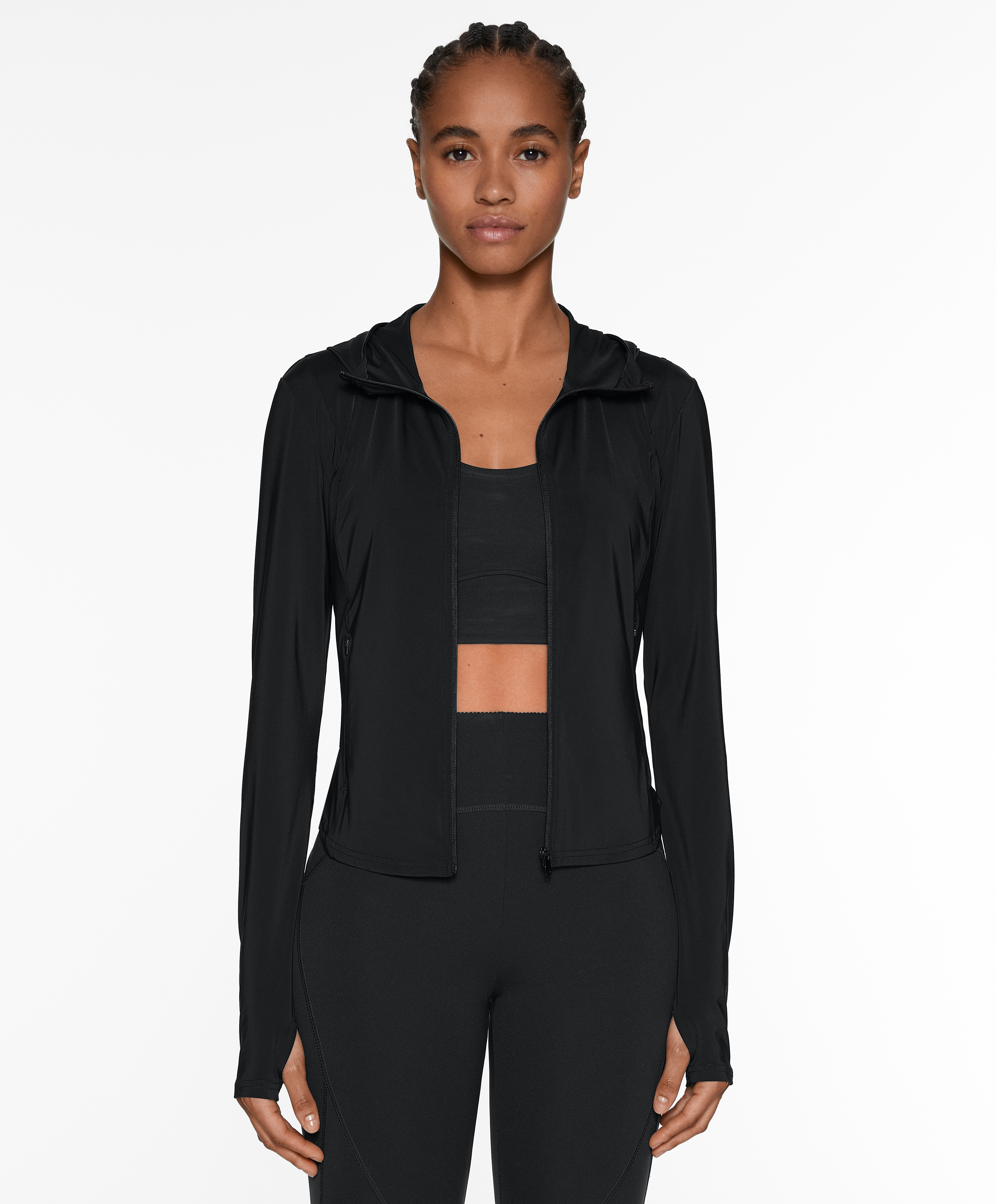 Cool touch hooded technical jacket