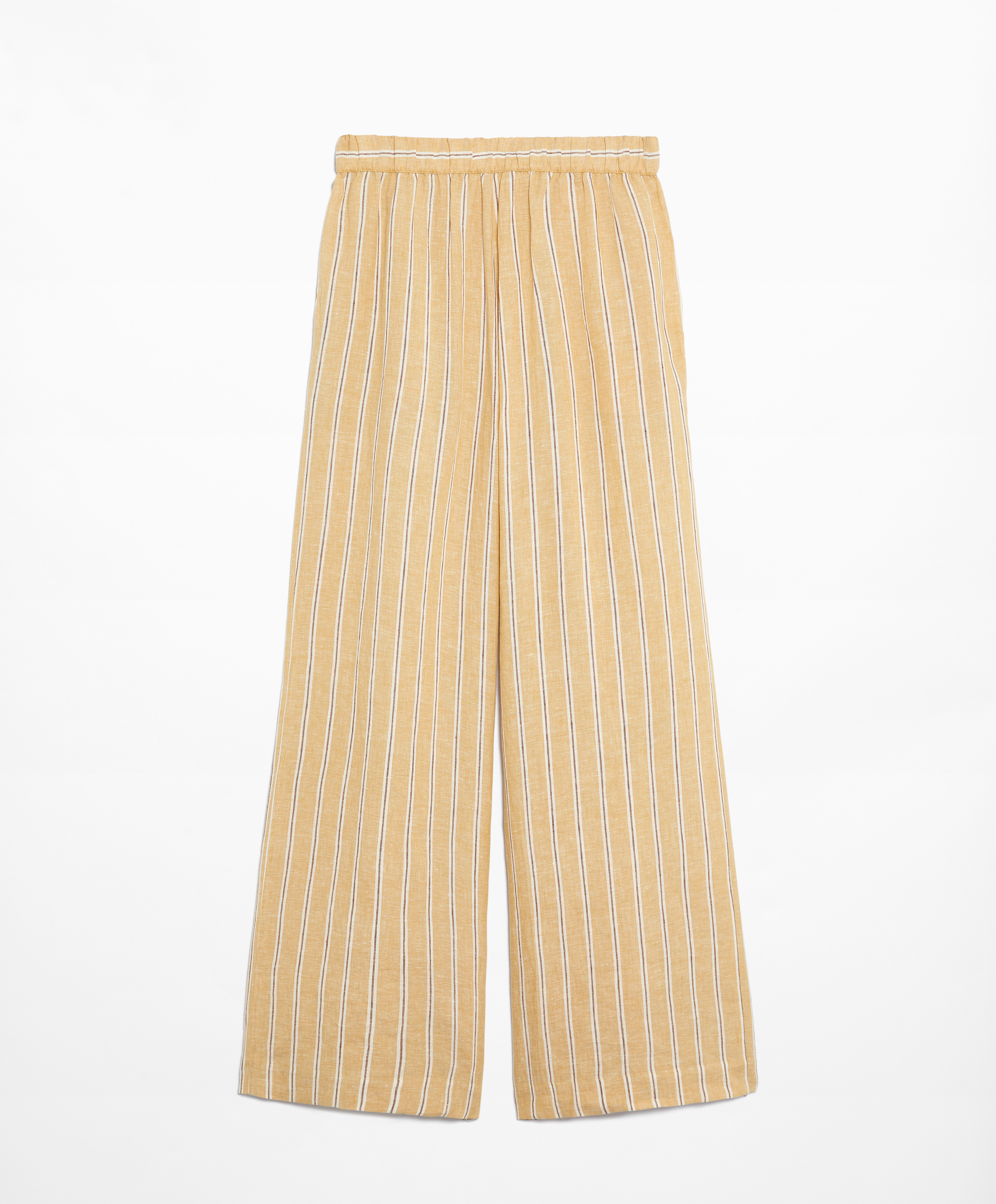 Tailored-fit 100% linen striped trousers