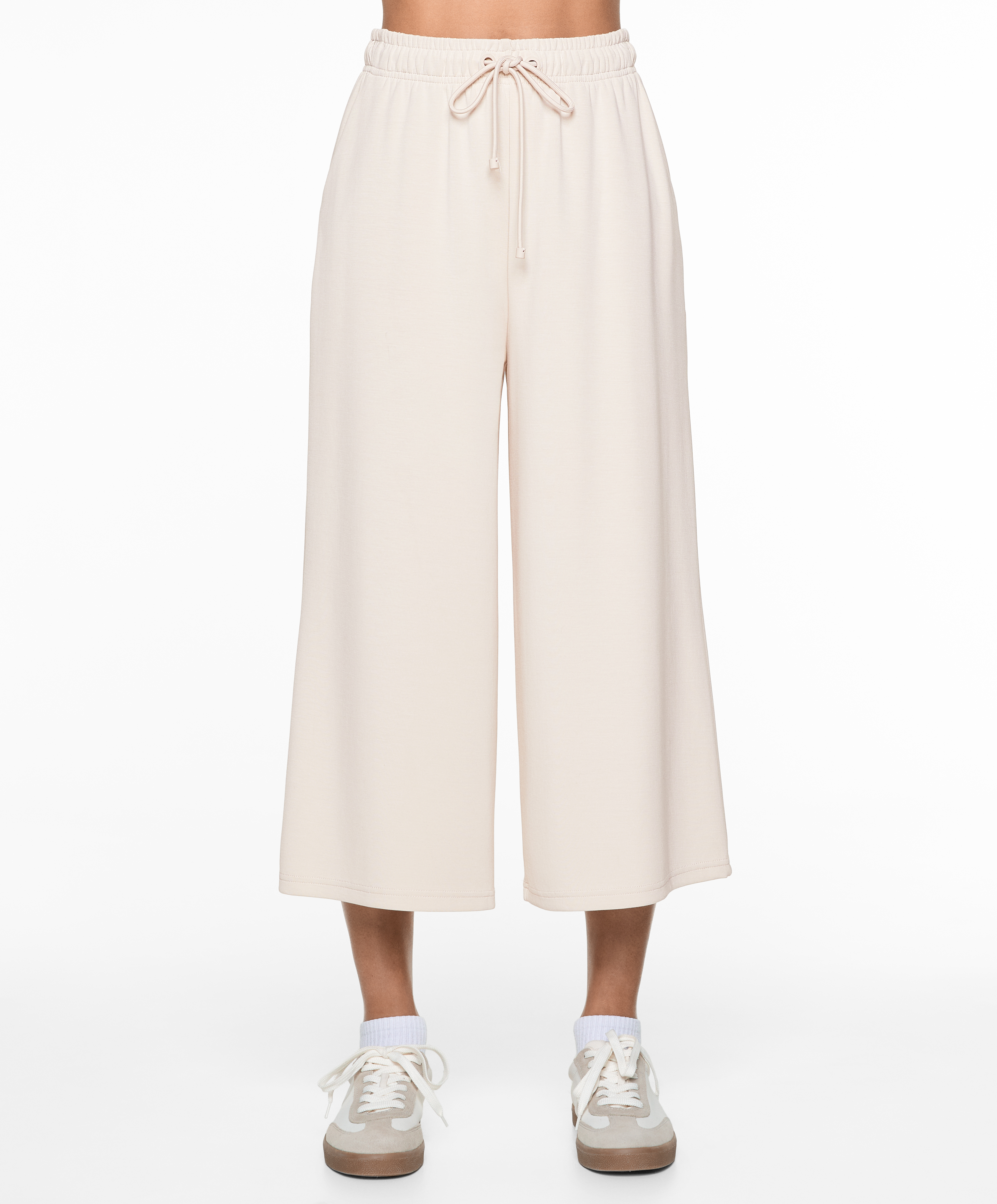 Soft-touch wide-leg crop trousers with modal