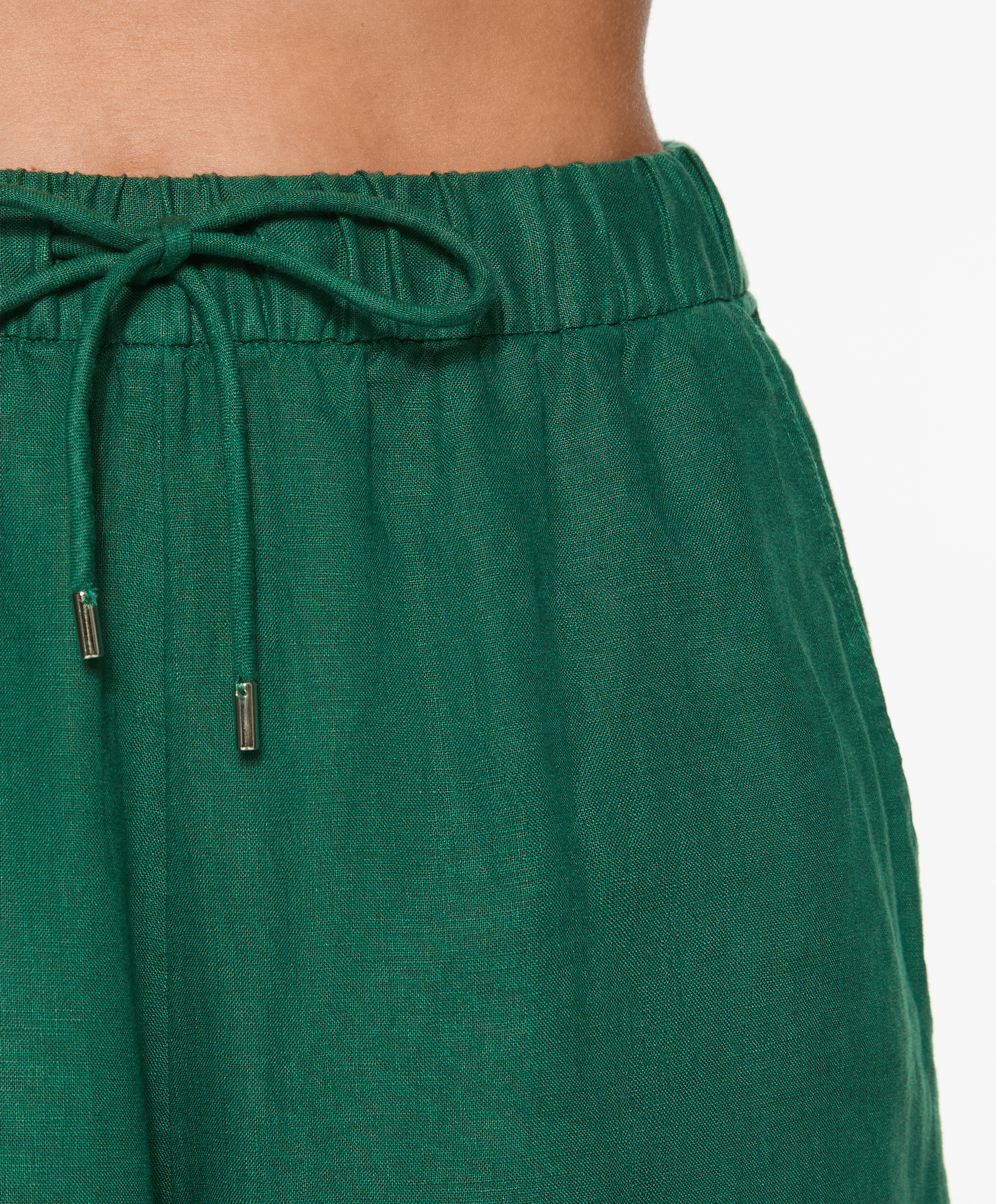 100% linen wide straight-leg trousers