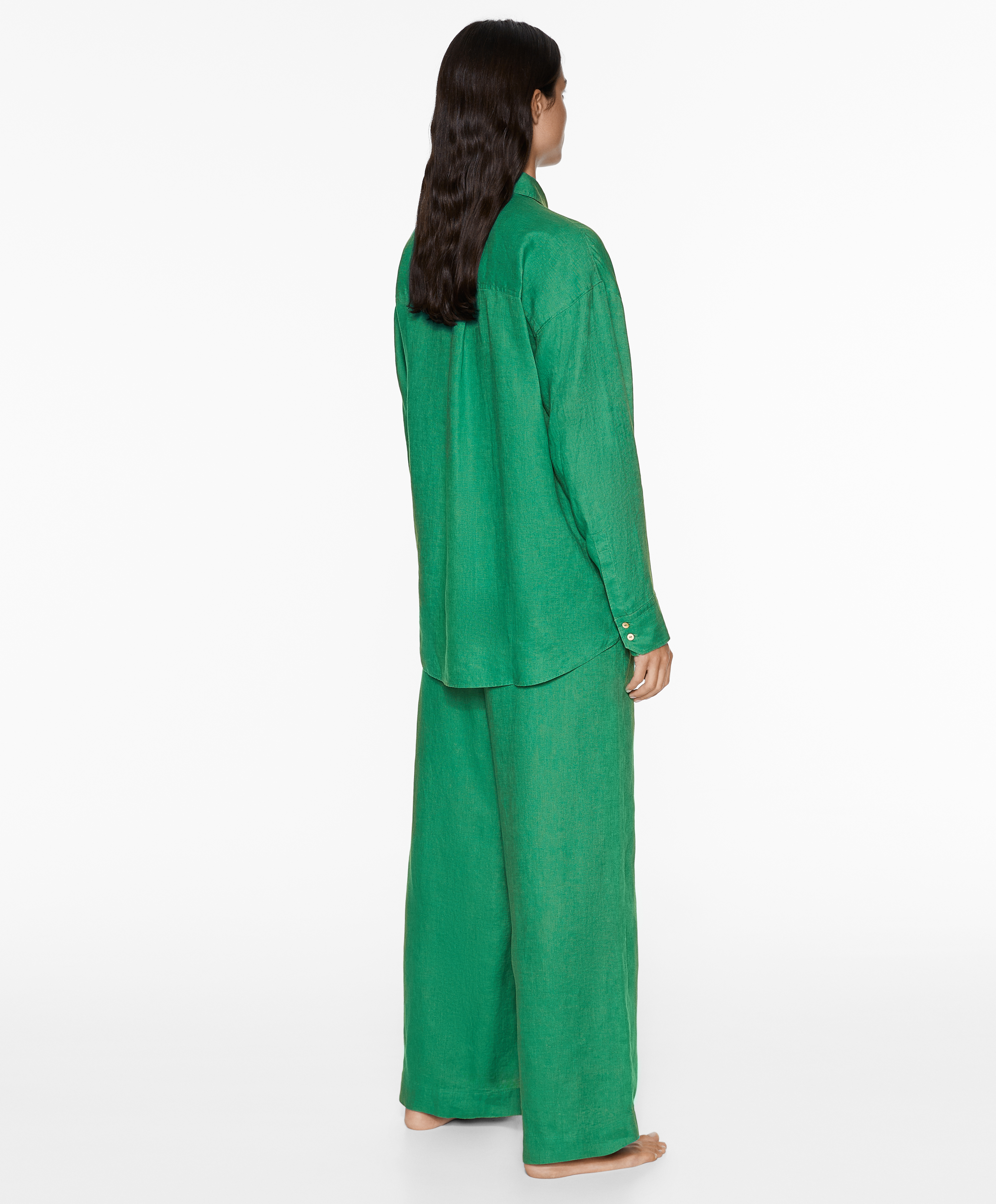 100% linen wide straight-leg trousers