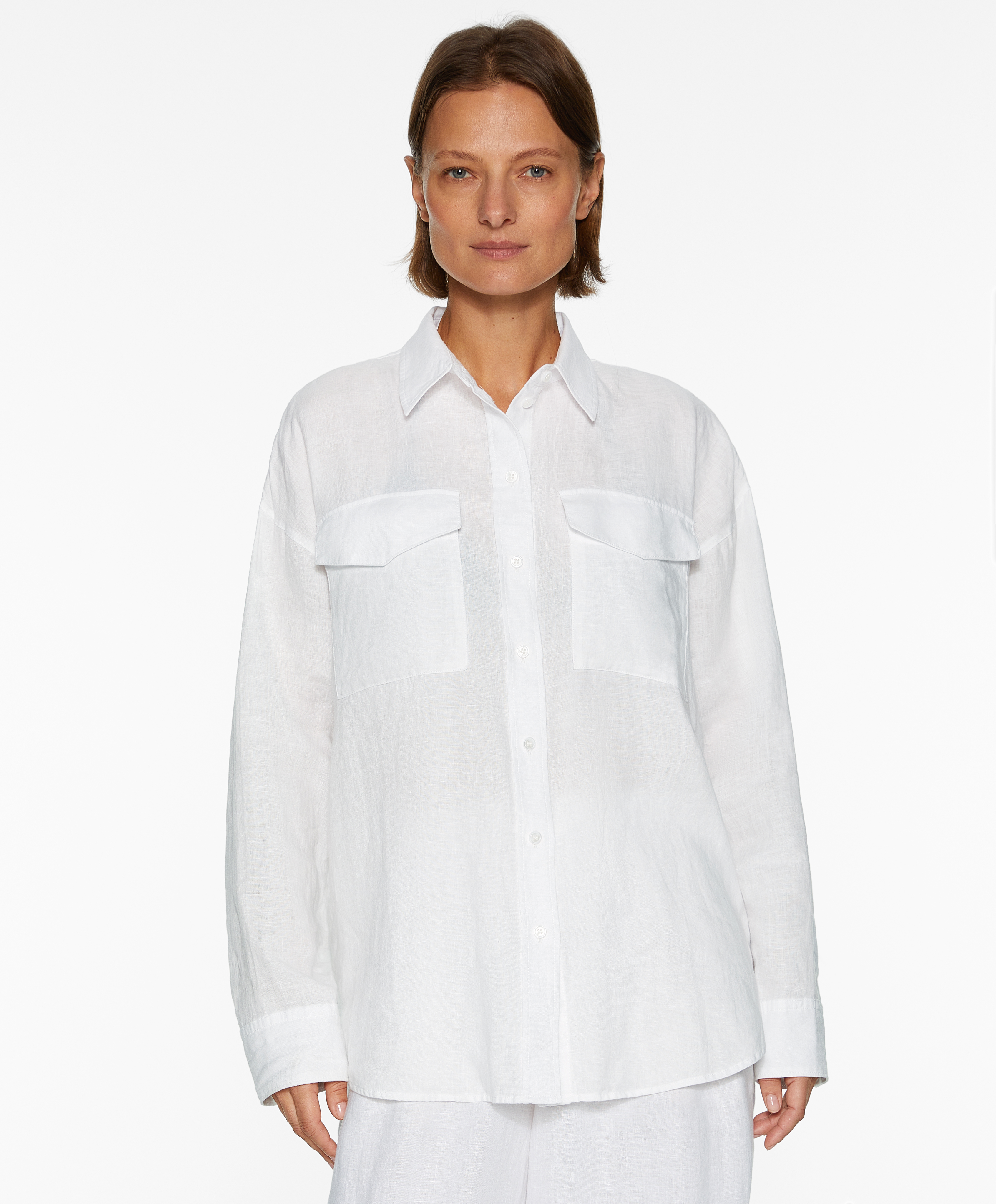 100% linen long-sleeved utility shirt