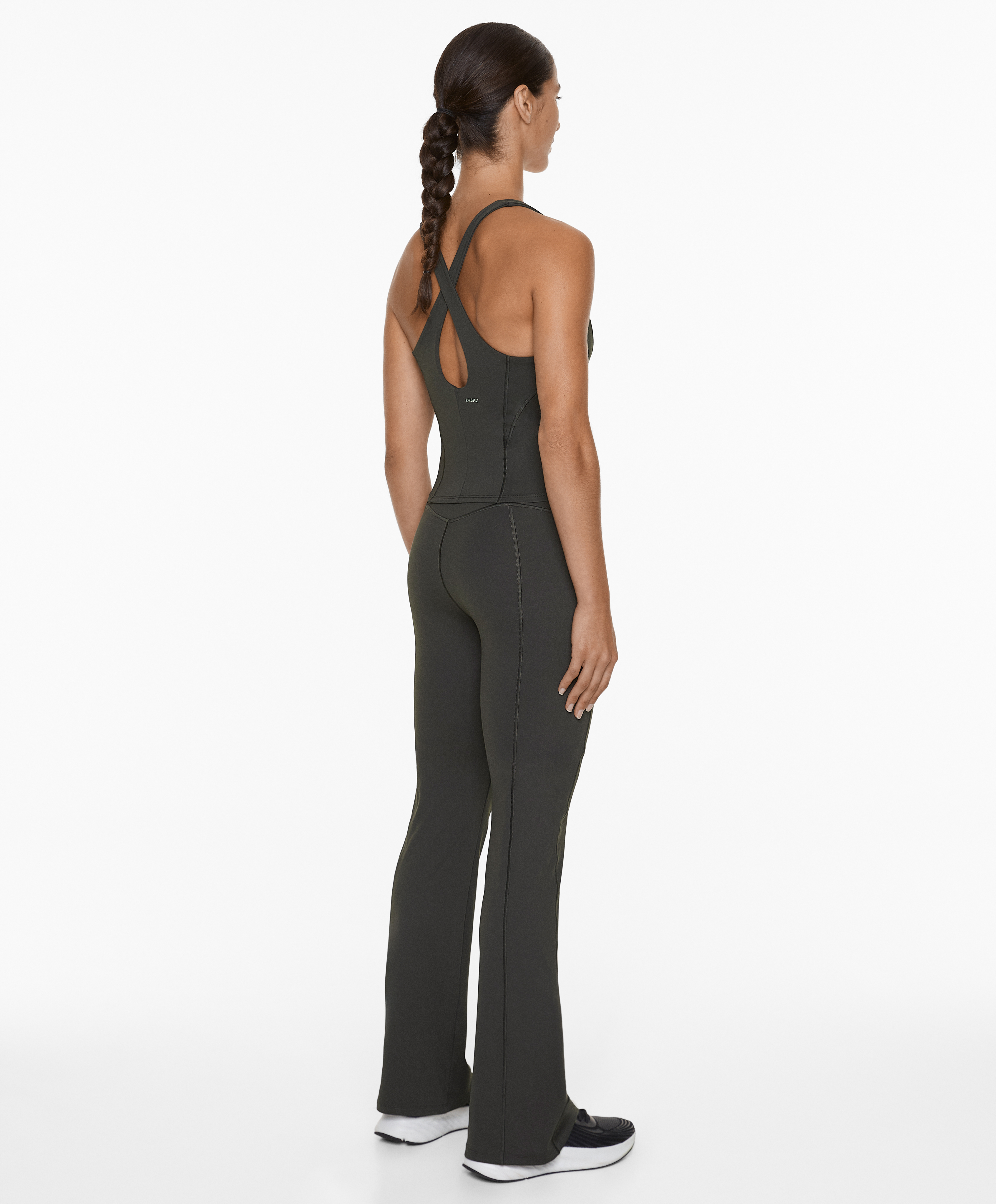 Comfortlux super-high-rise flare trousers with overlocking detail