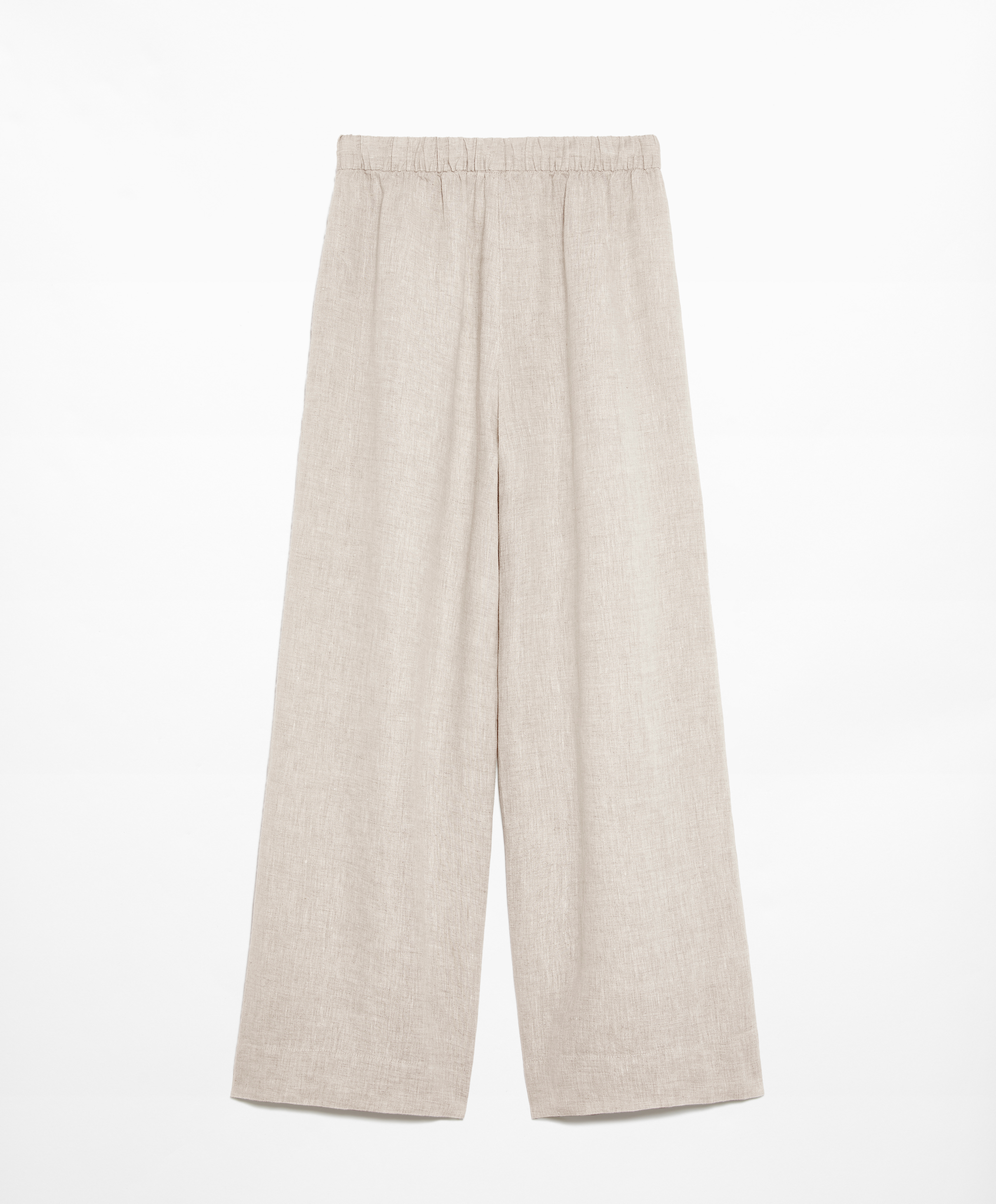 100% linen wide straight-leg trousers