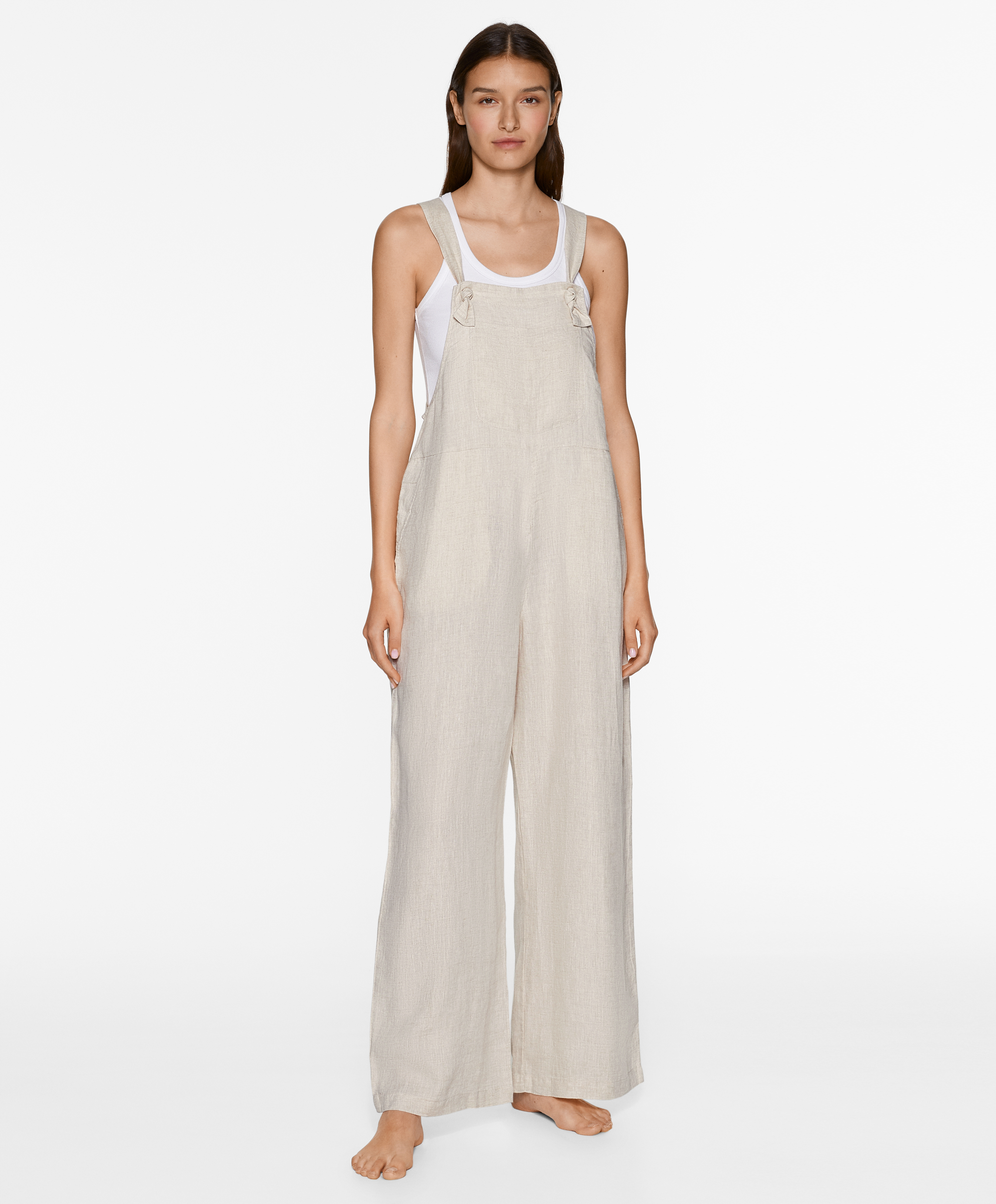 100% linen strappy jumpsuit