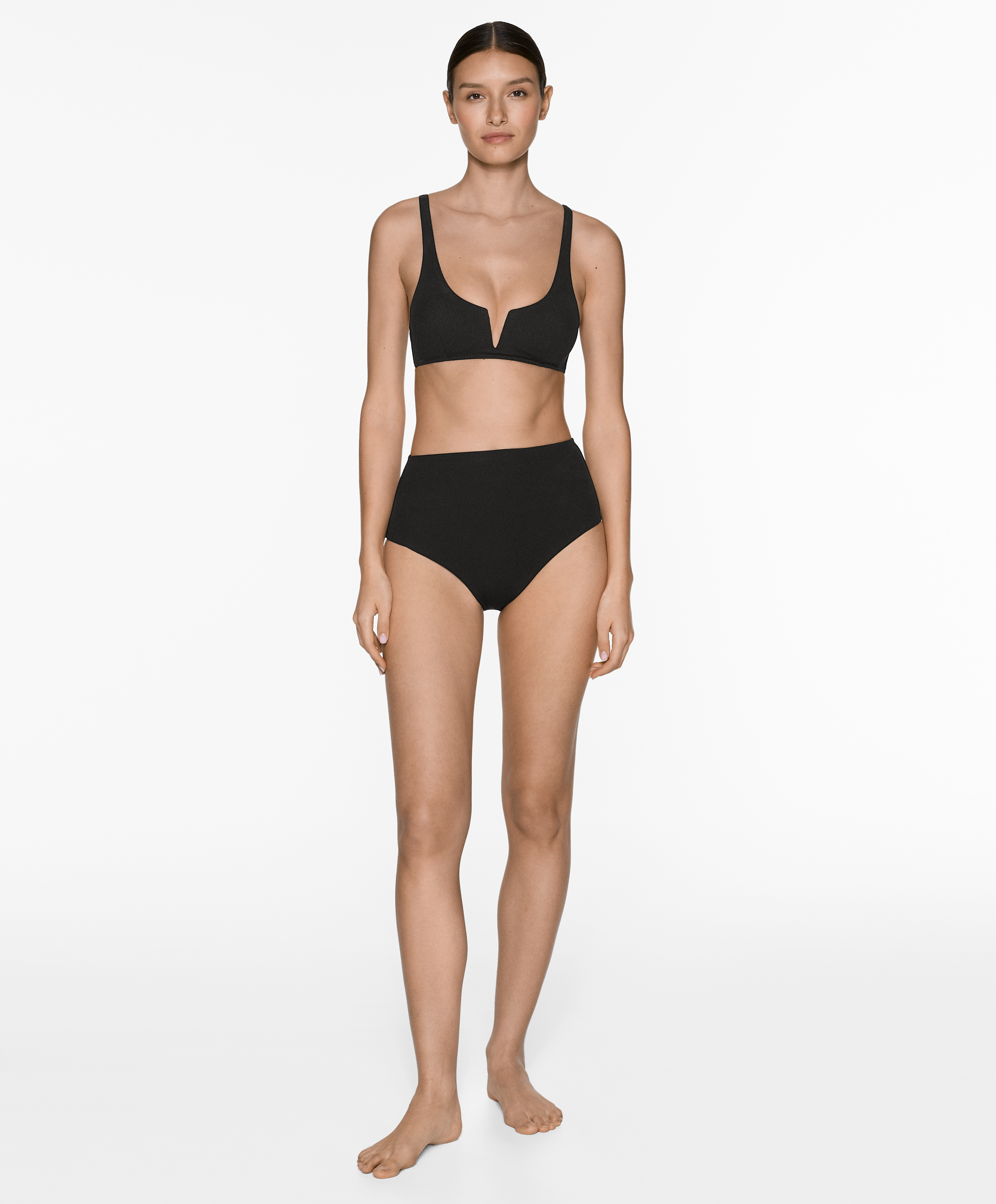 High rise piqué bikini briefs