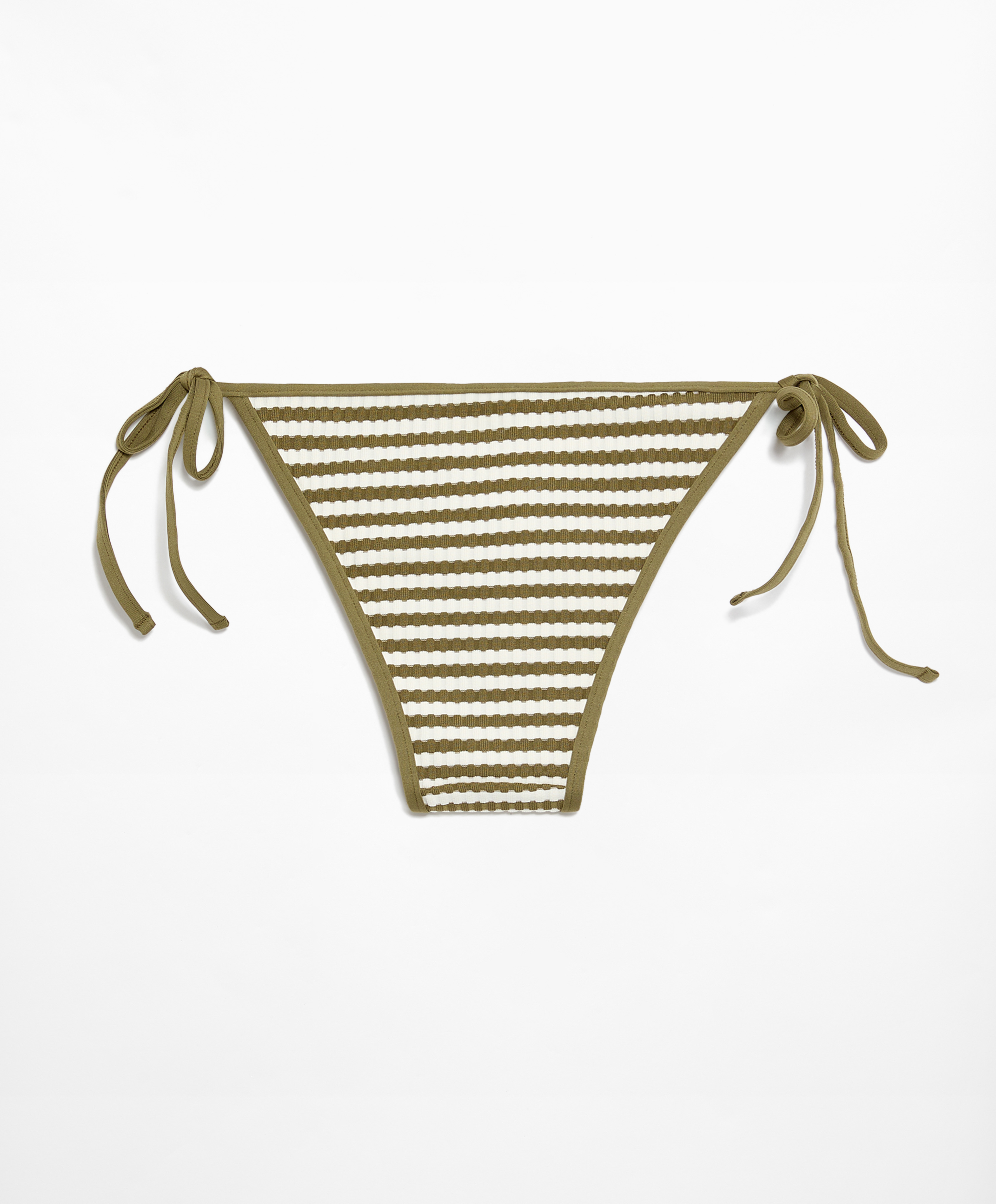 Textured stripe medium-coverage bikini briefs with ties