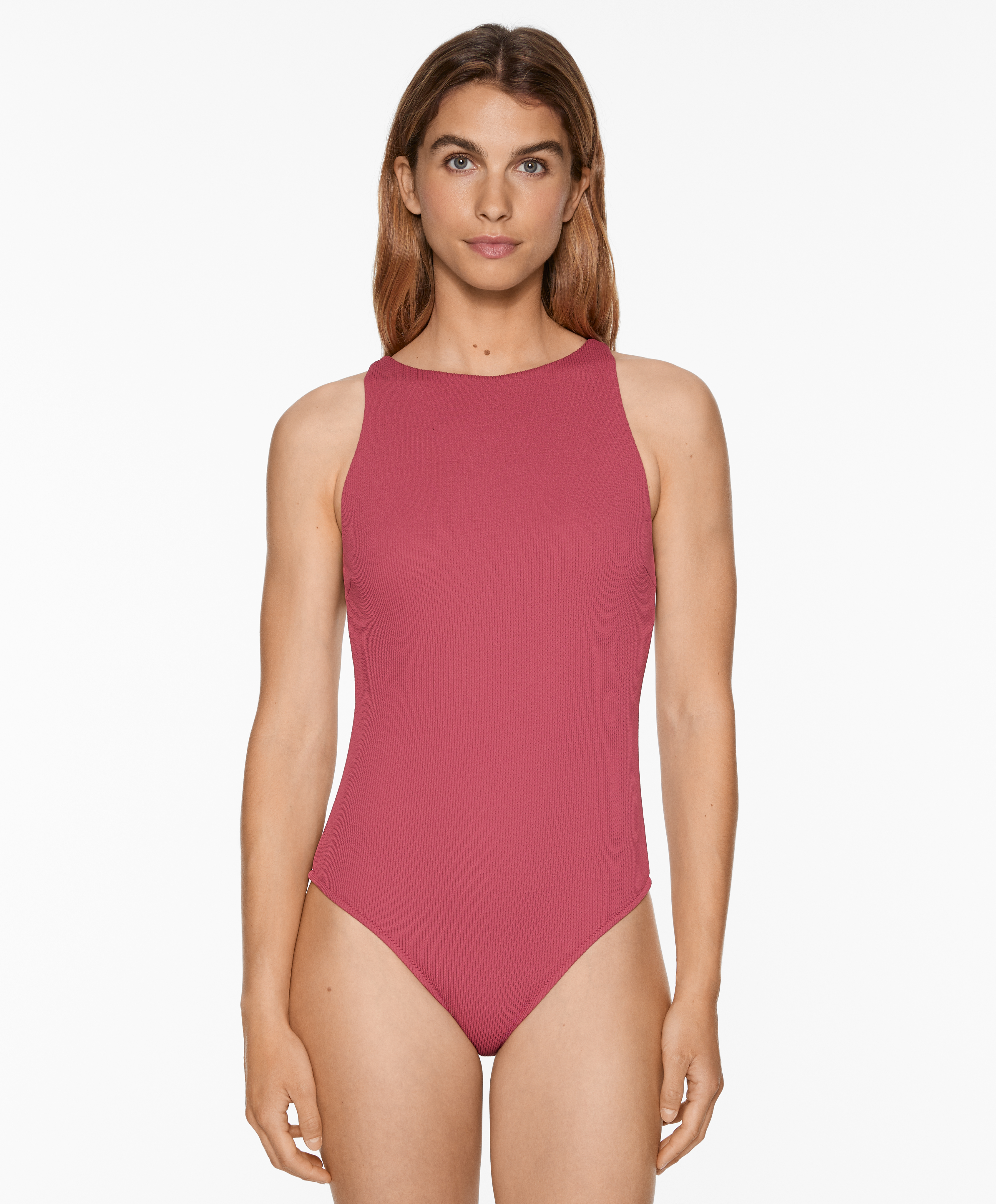 Rib halter swimsuit