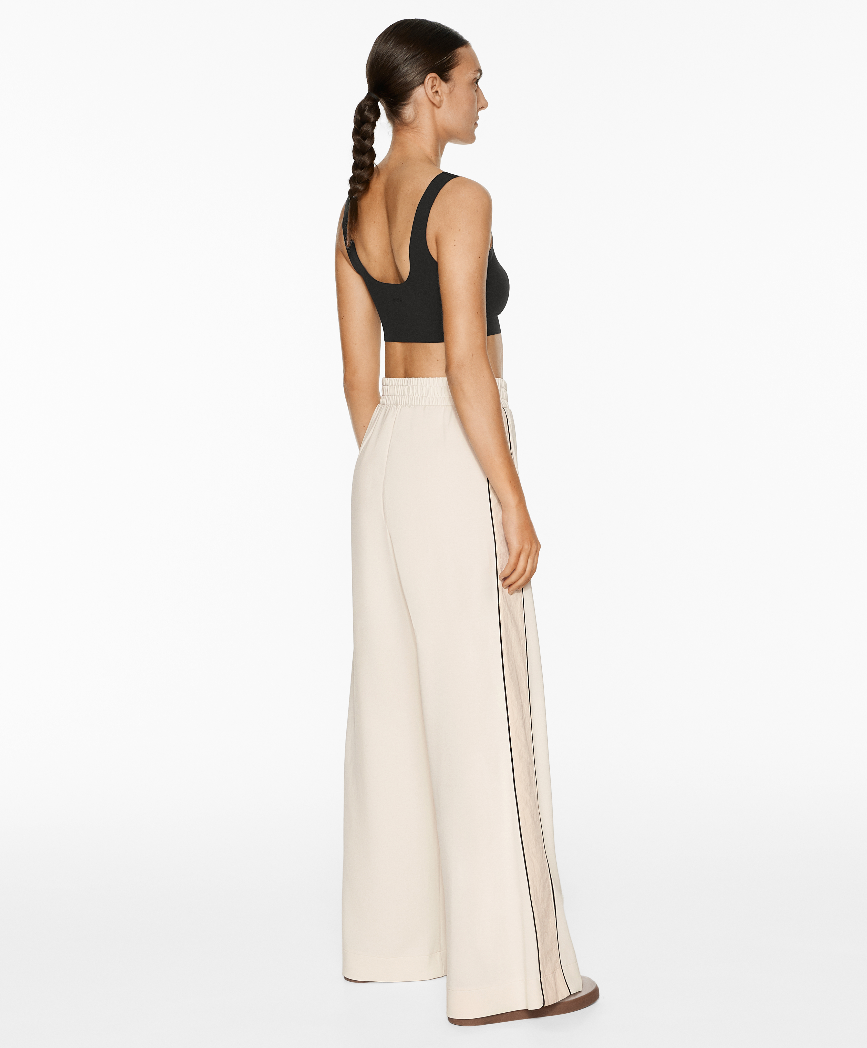 Side appliqué straight-leg trousers with modal