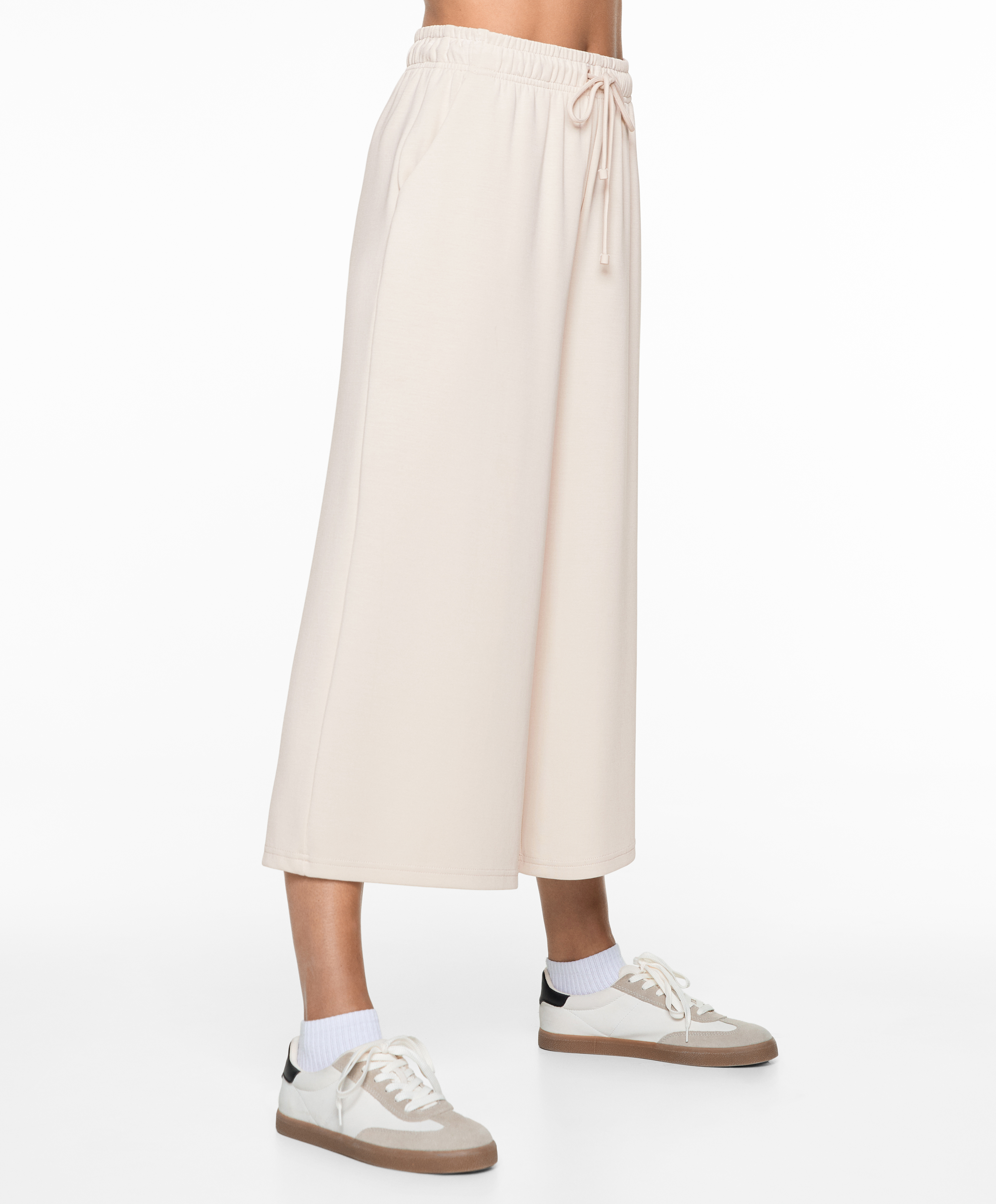 Soft-touch wide-leg crop trousers with modal
