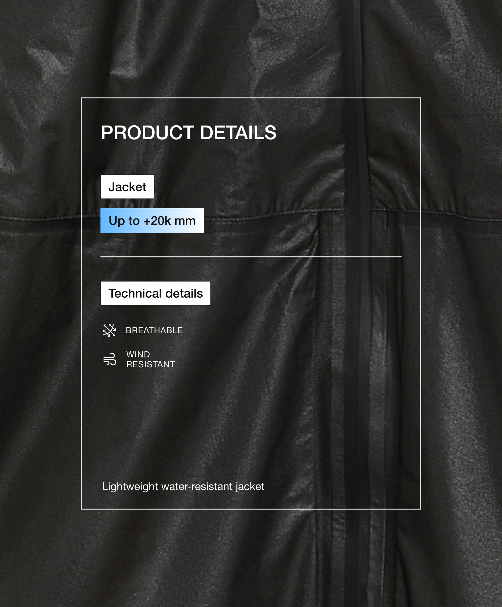 Lightweight 20k water-resistant jacket