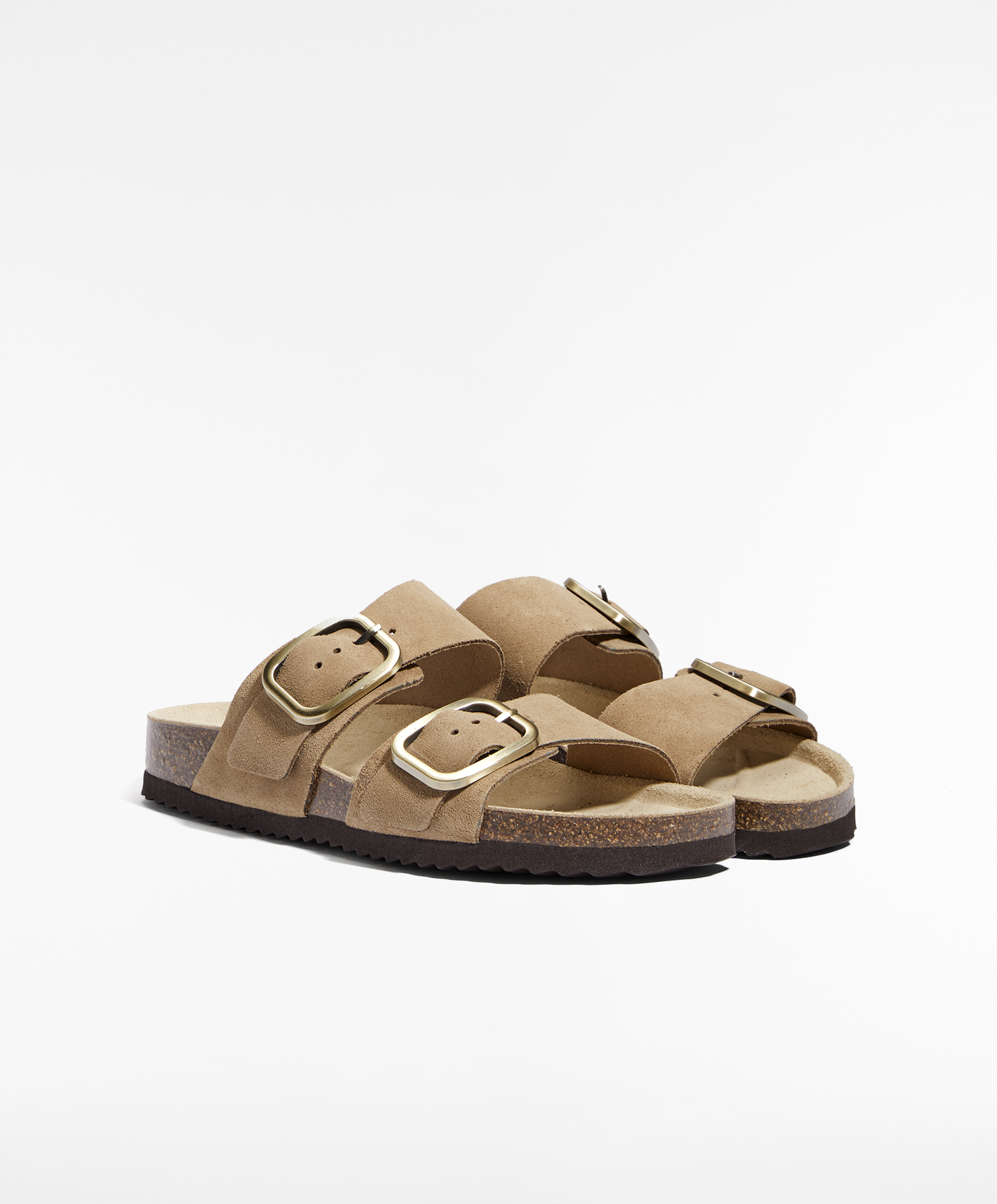 Buckle split-leather slides