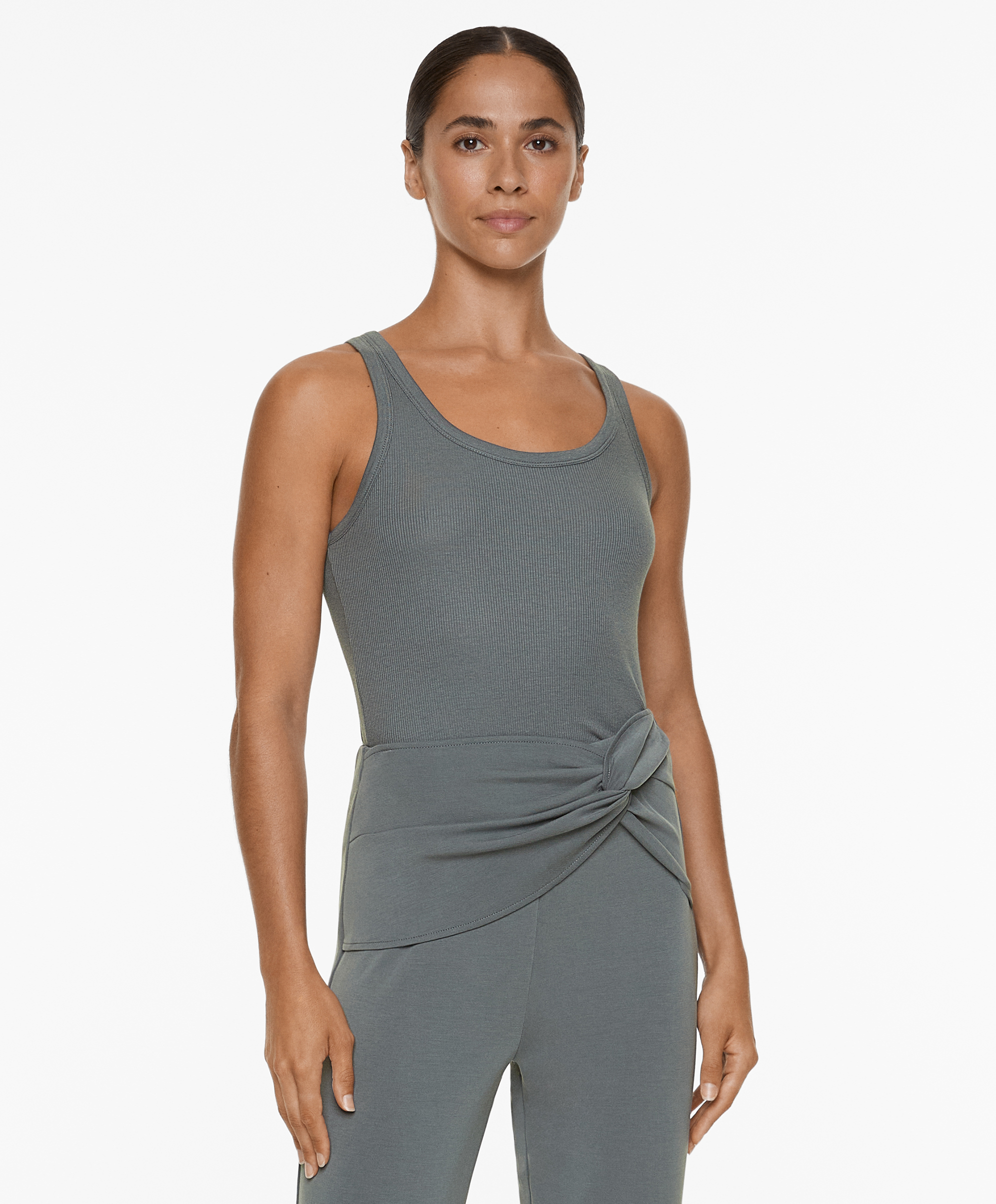 Rib vest top with cotton and modal