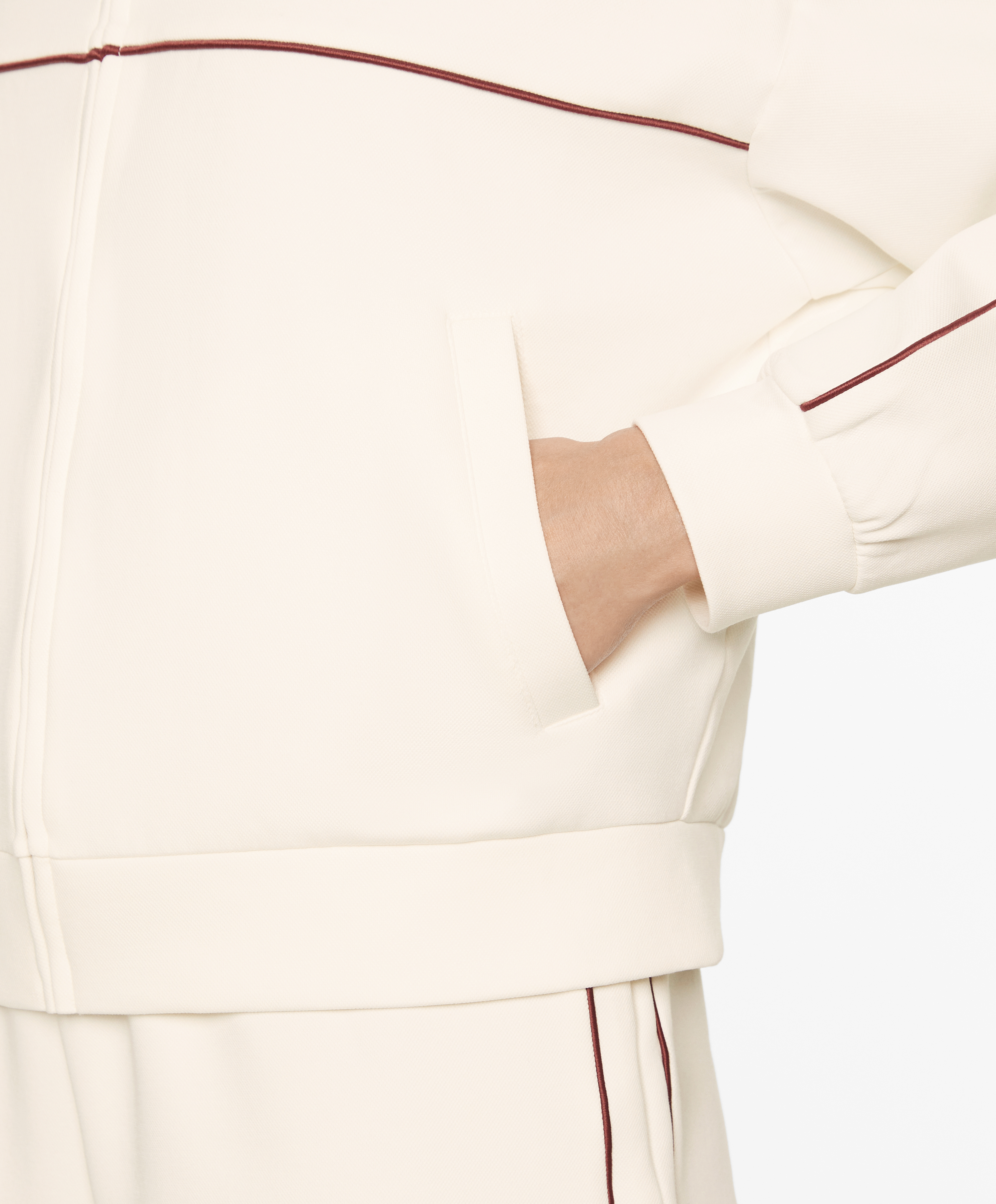 Cotton blend pique jacket with piping