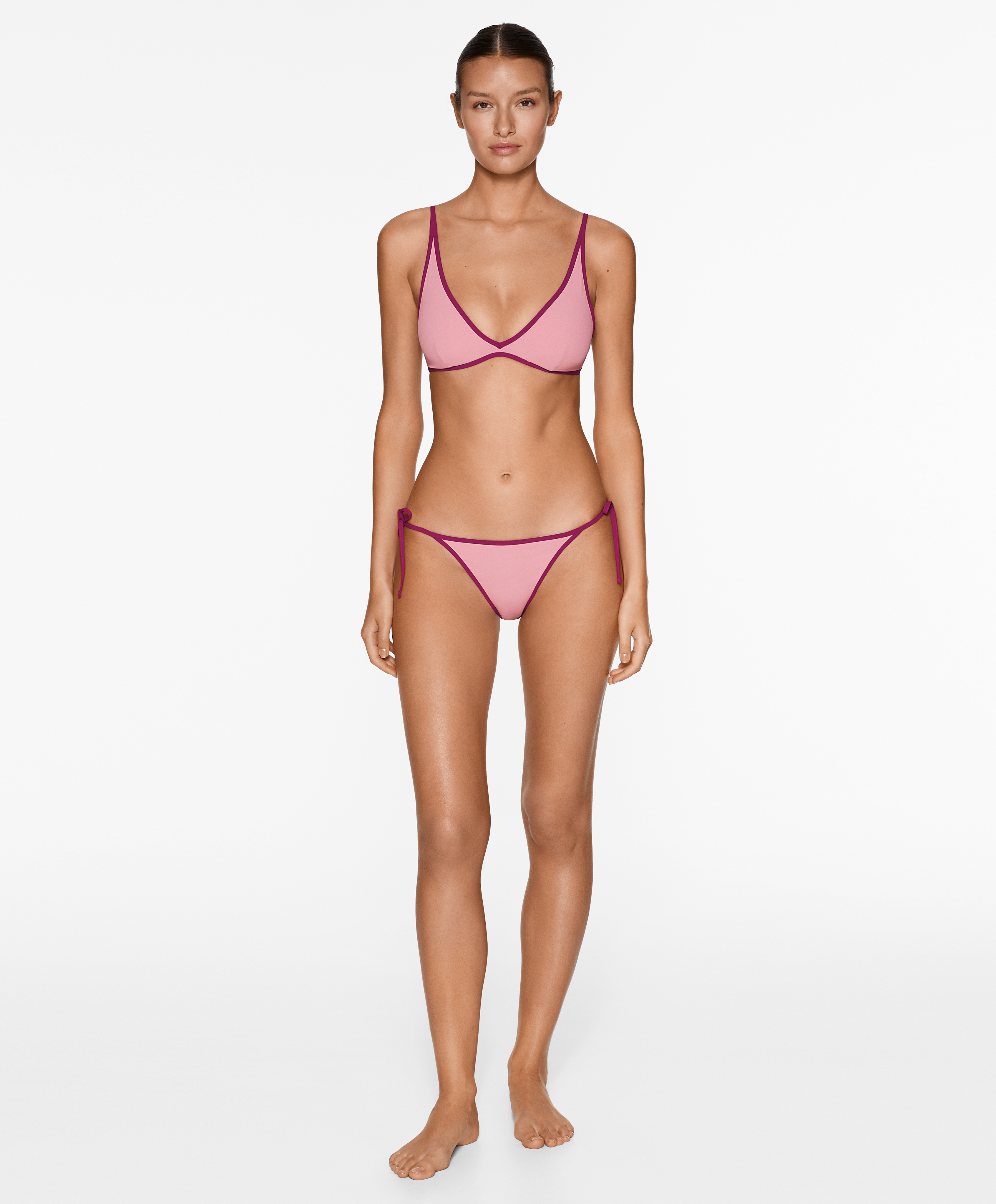 Contrast trim medium-coverage tie bikini briefs