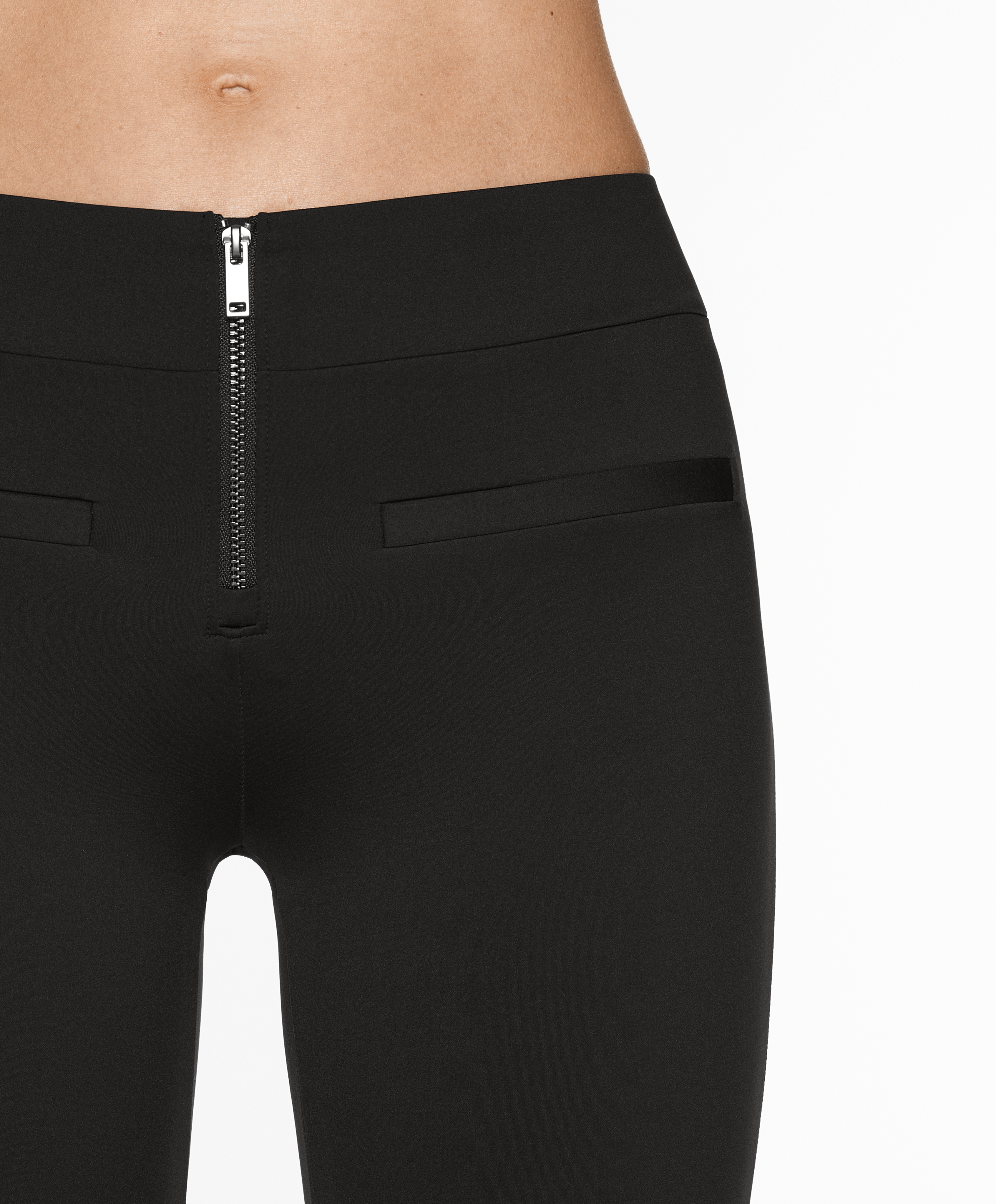 Neoprene-effect low-rise flare trousers