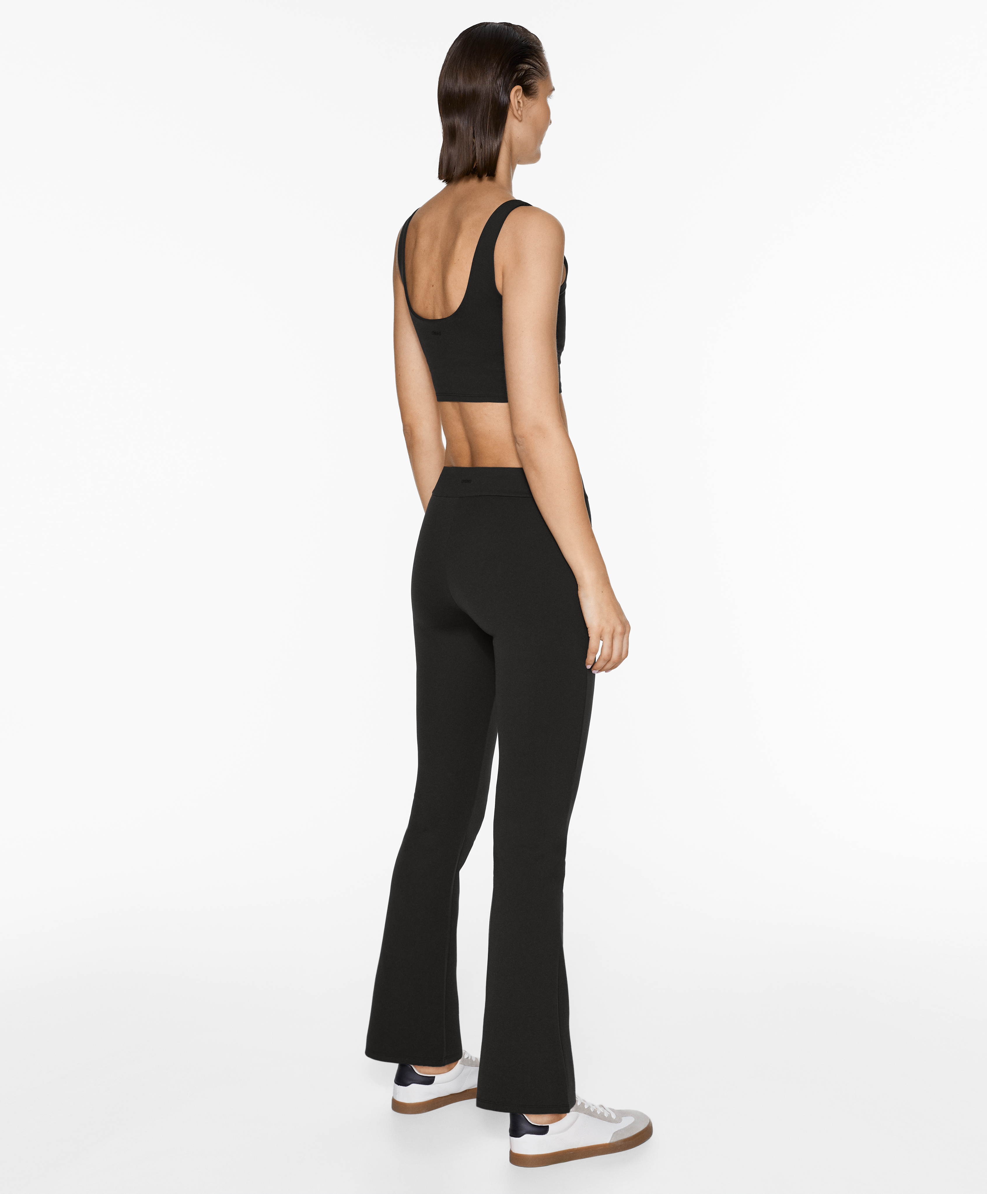 Neoprene-effect low-rise flare trousers