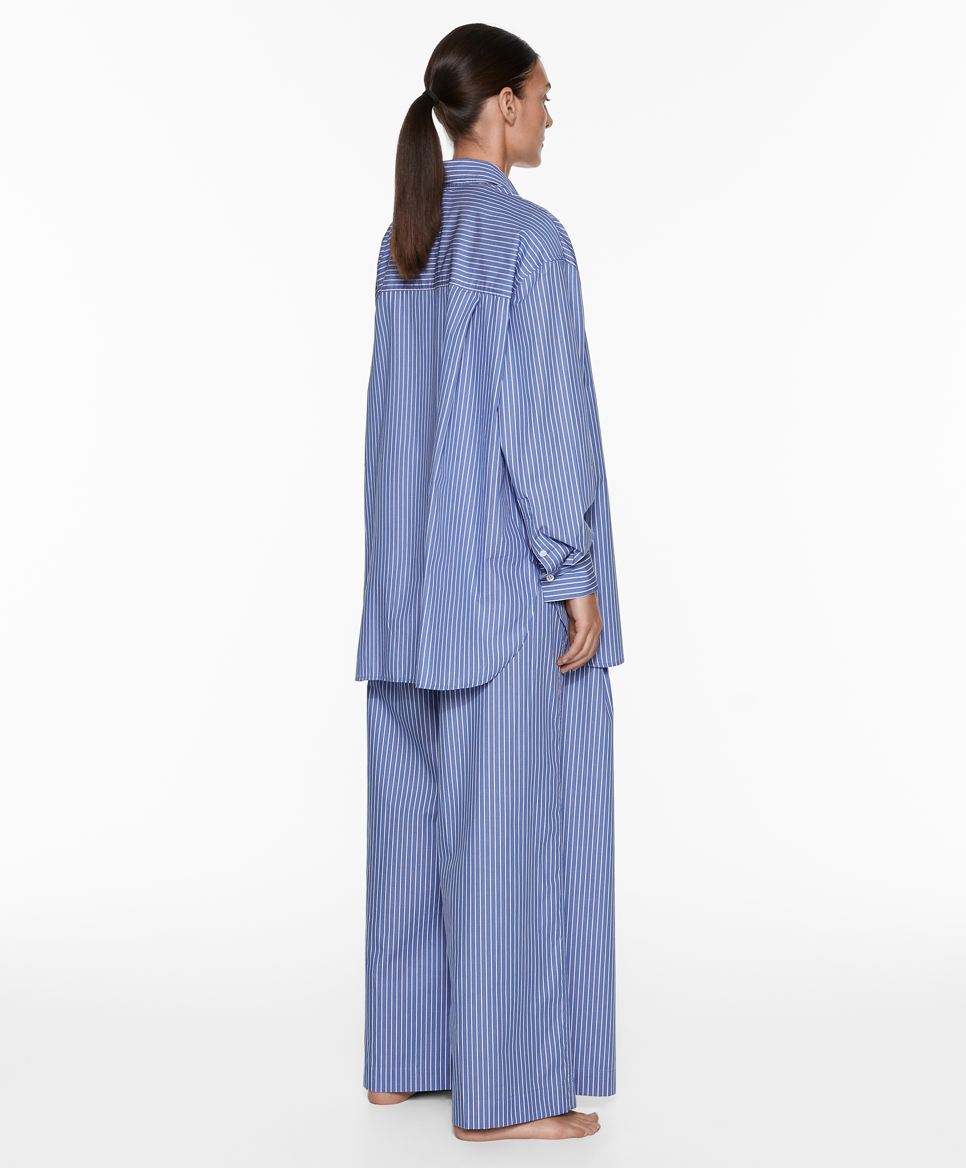 Striped 100% cotton long-sleeved shirt