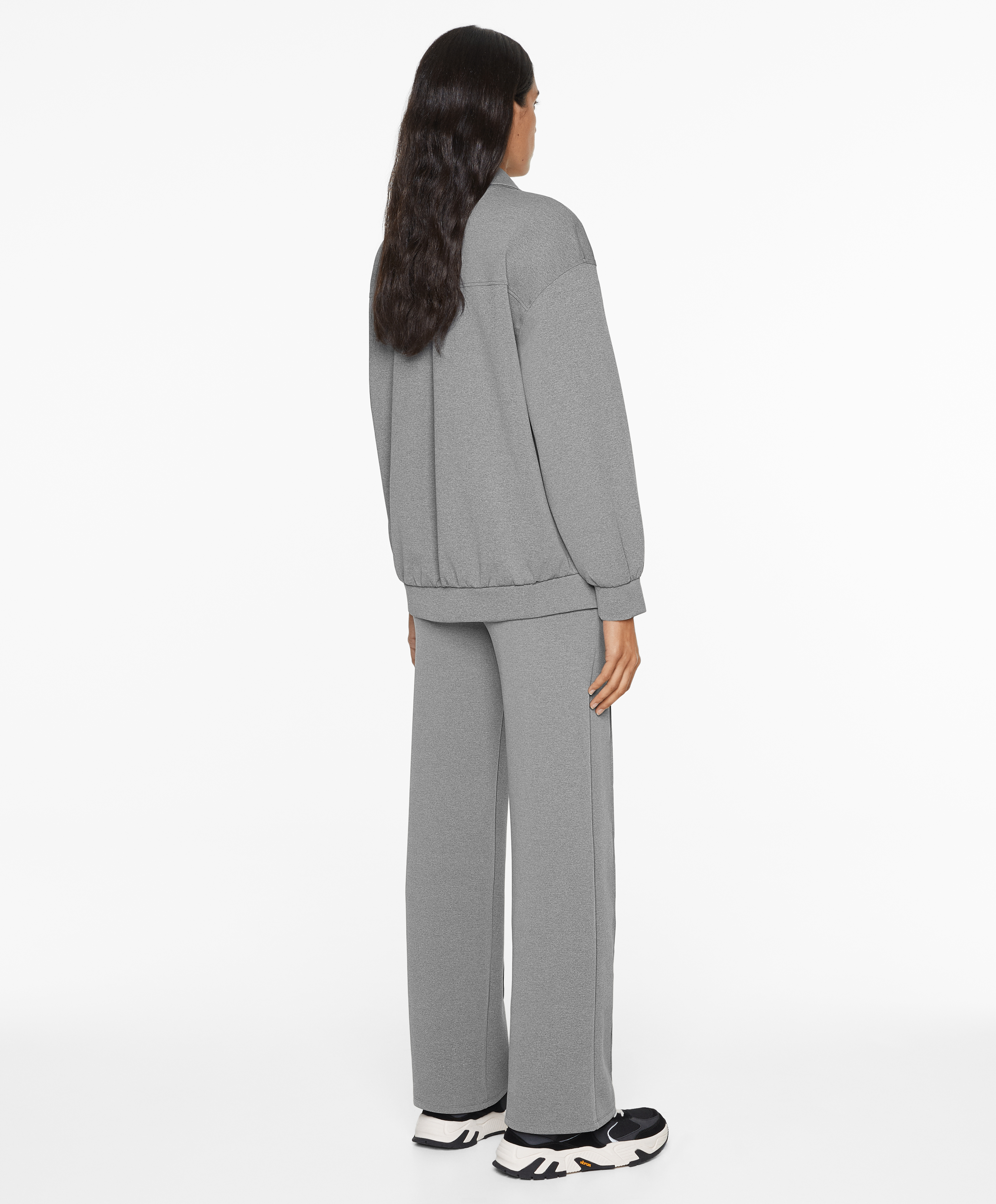 Neoprene-effect straight-leg trousers with crease