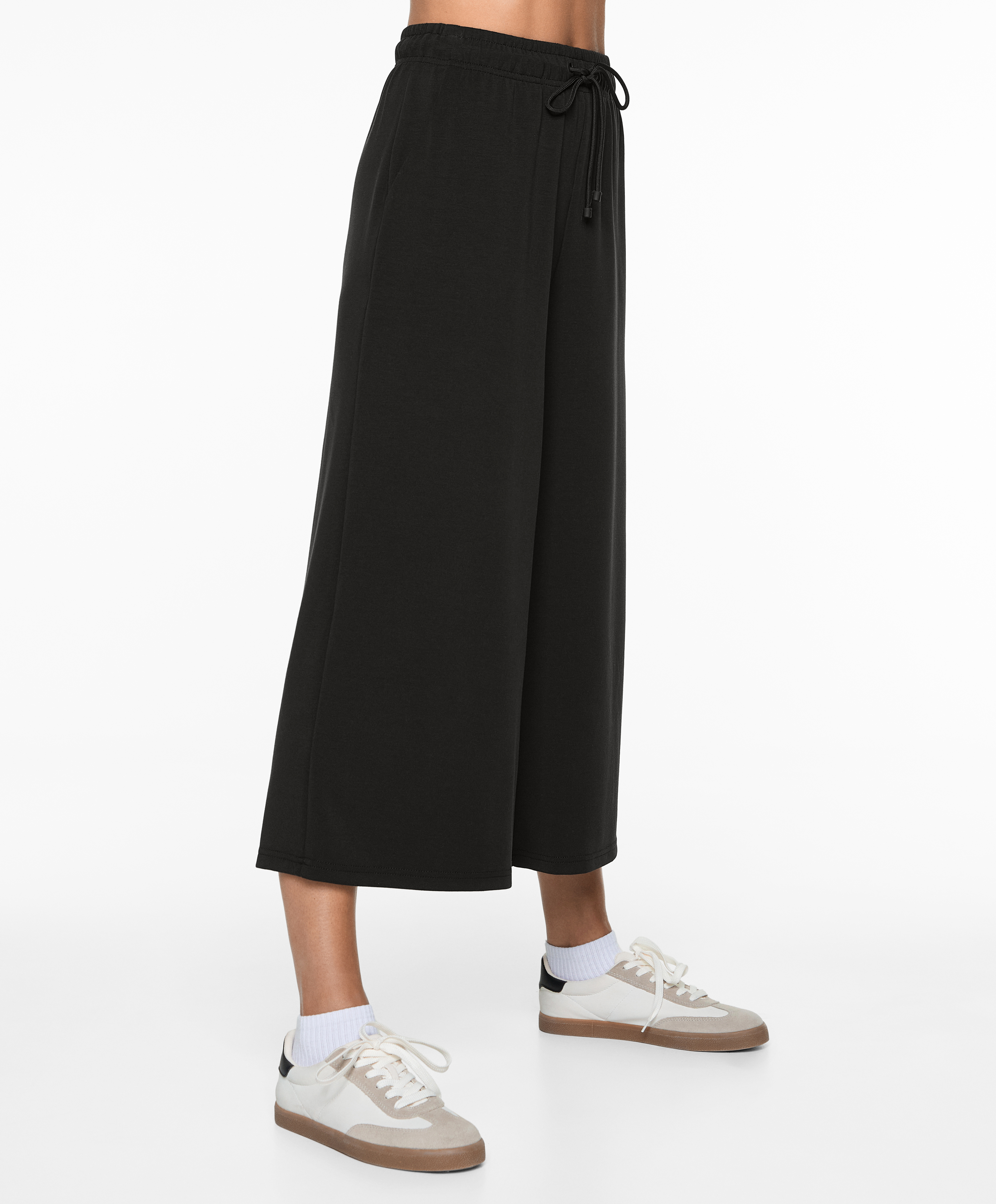 Soft-touch wide-leg crop trousers with modal