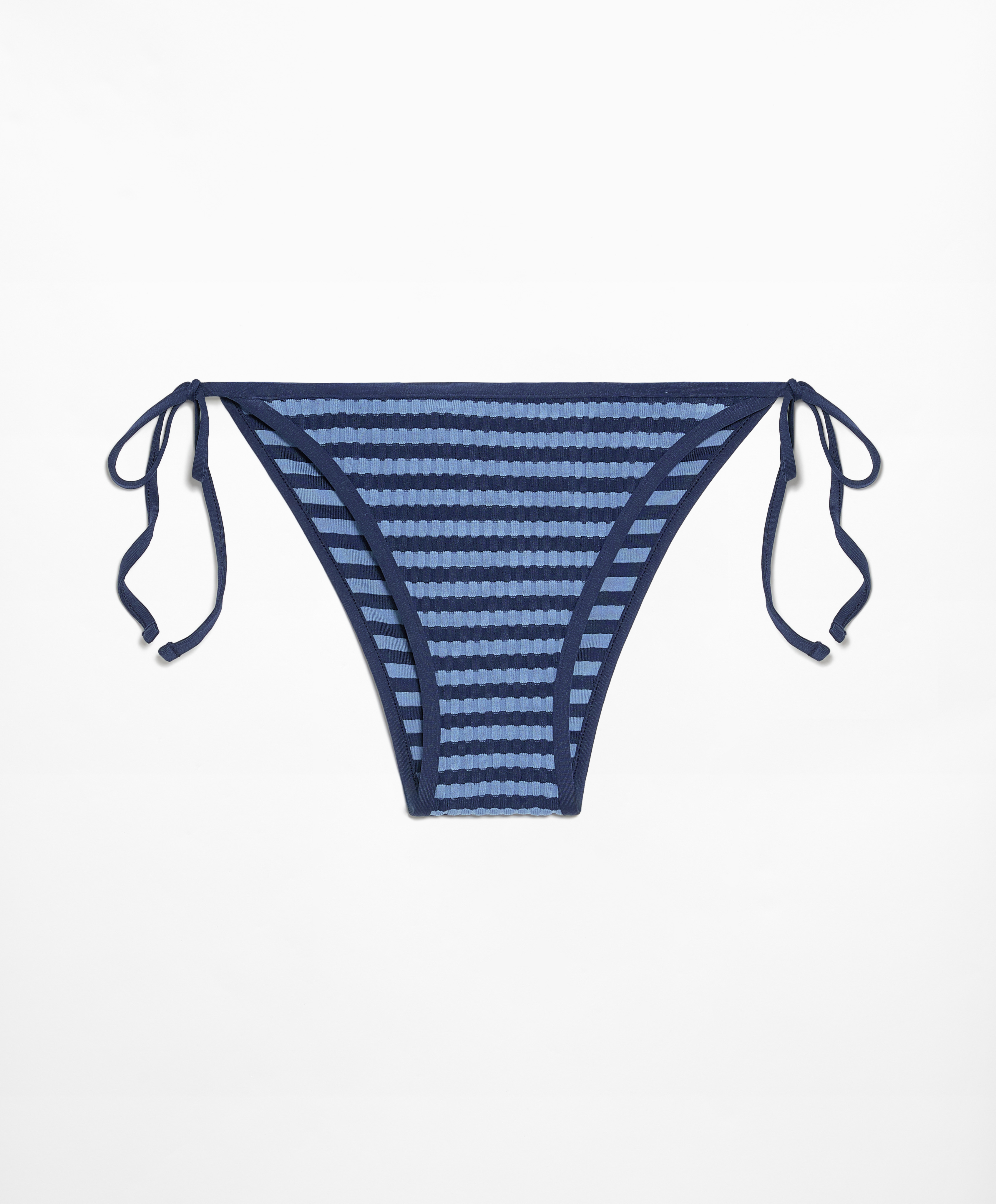 Textured stripe medium-coverage bikini briefs with ties