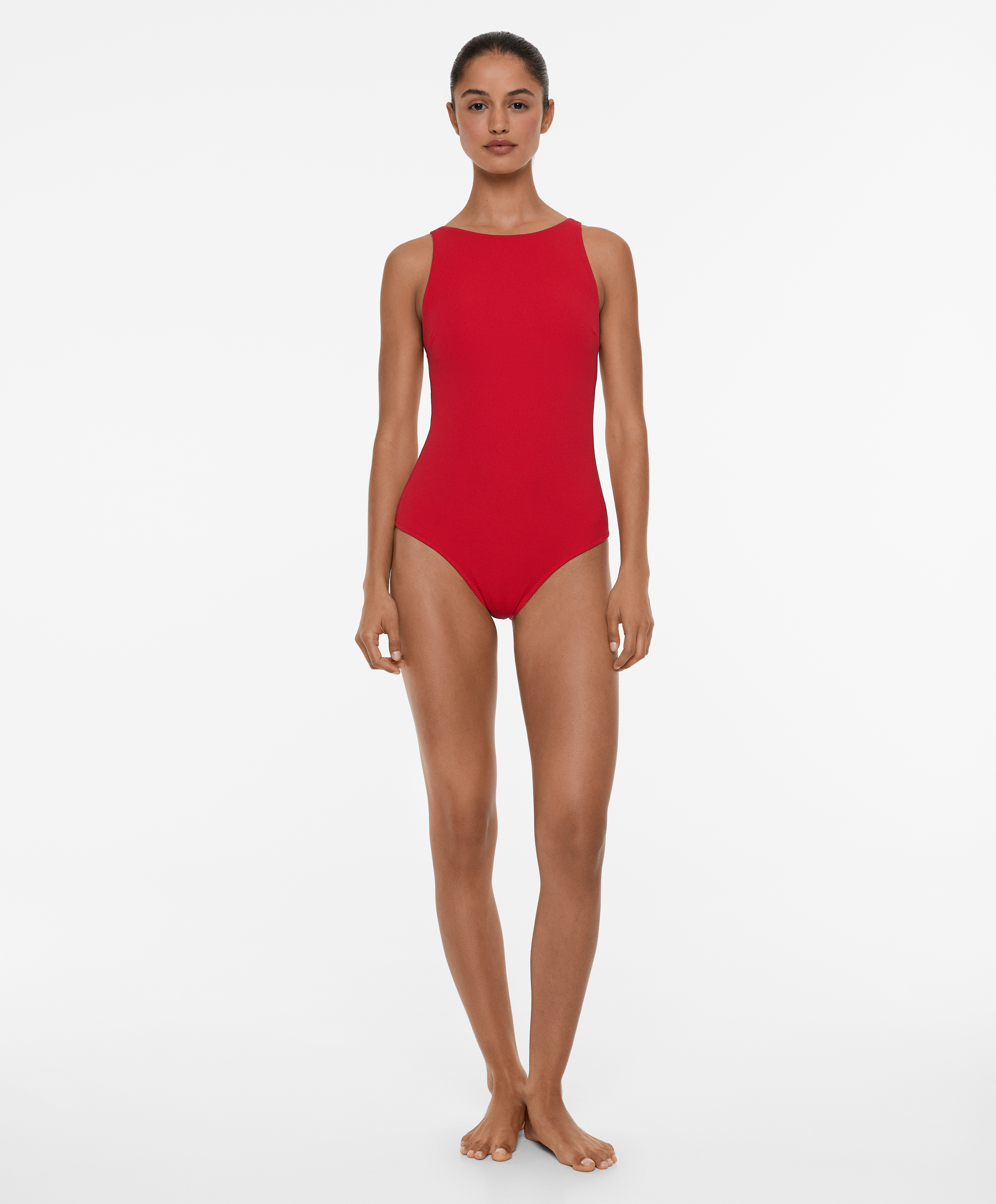 Halter piqué swimsuit