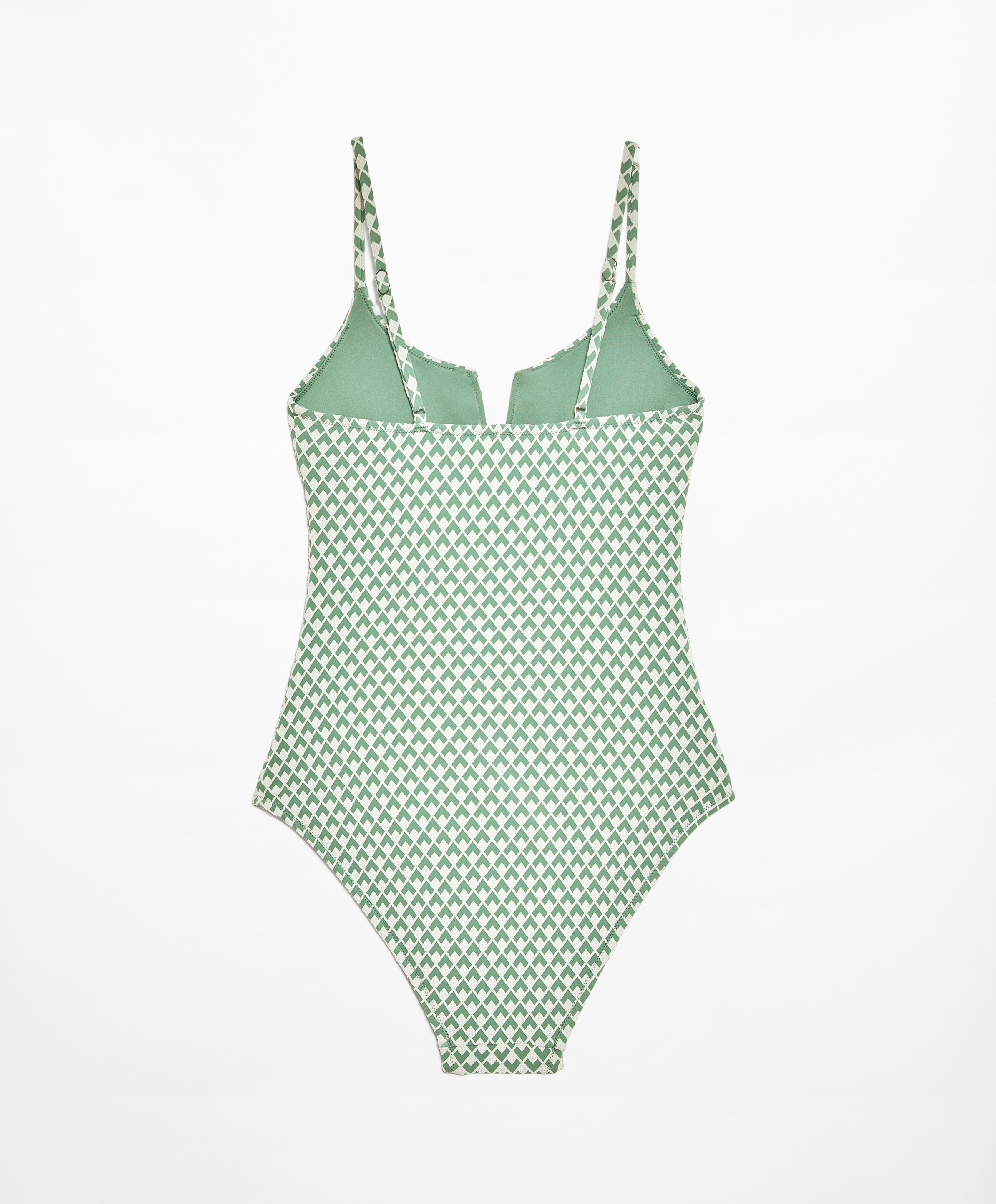 Geometric jacquard V-neck swimsuit