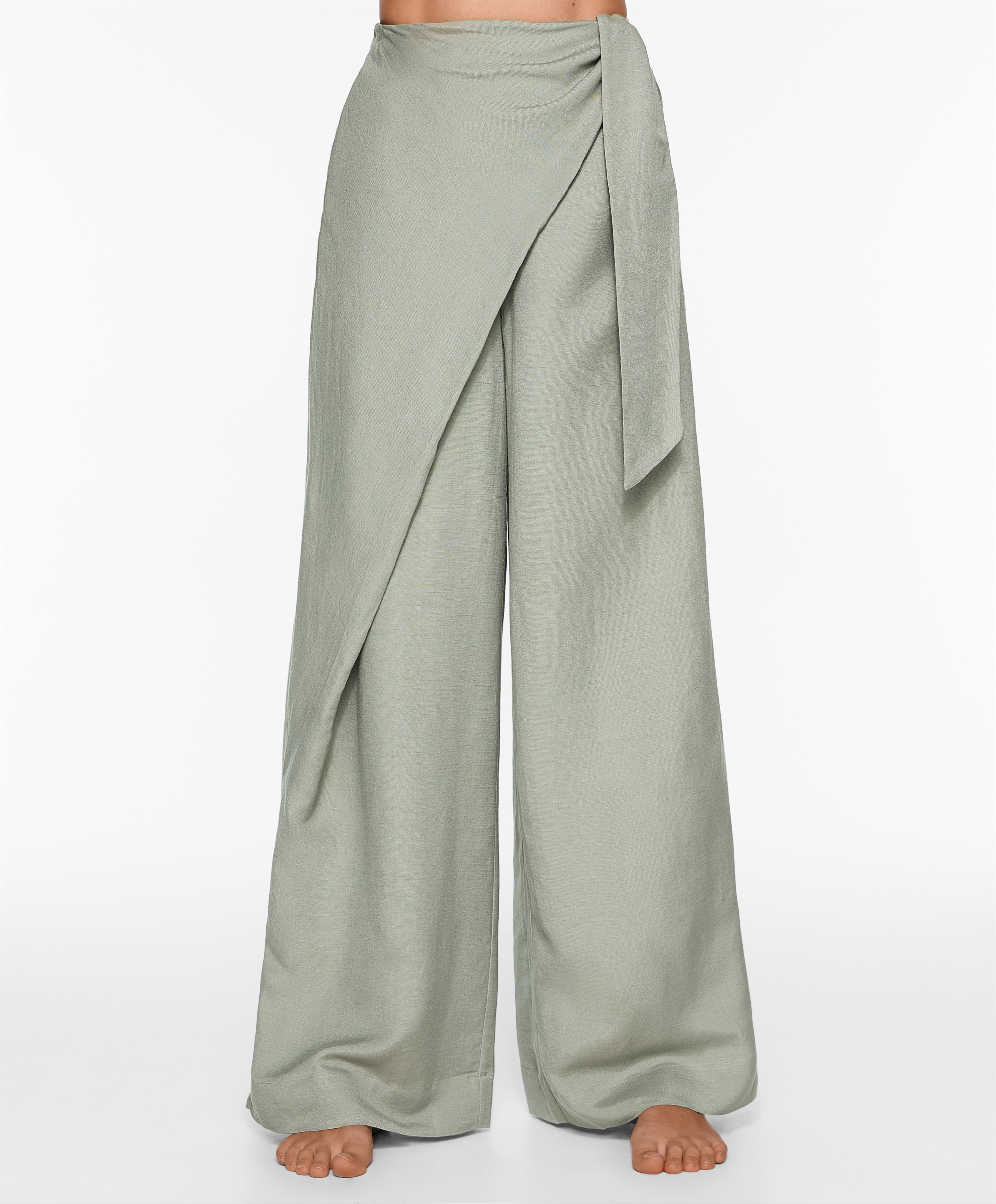 Wrap trousers with linen