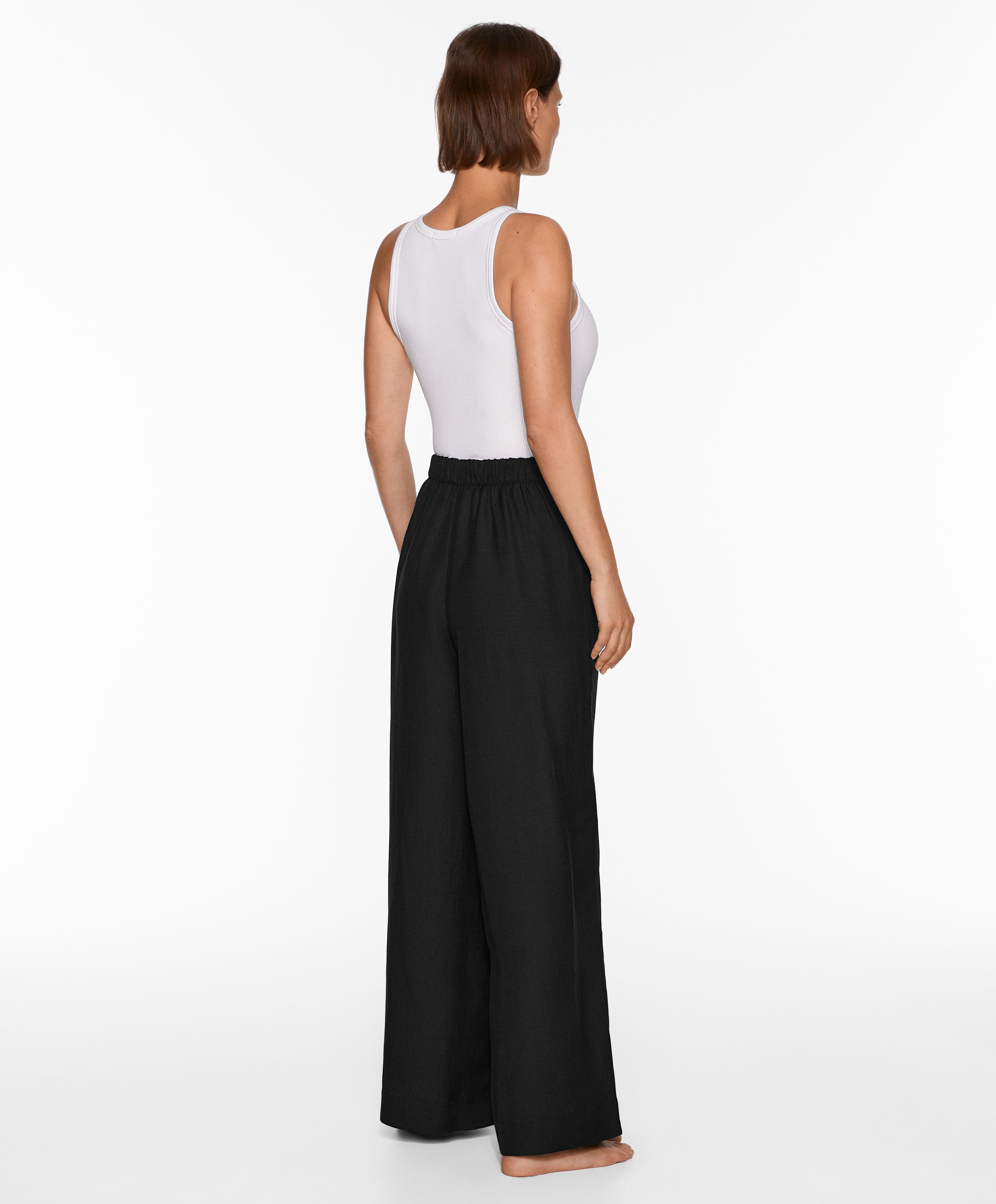 Wrap trousers with linen