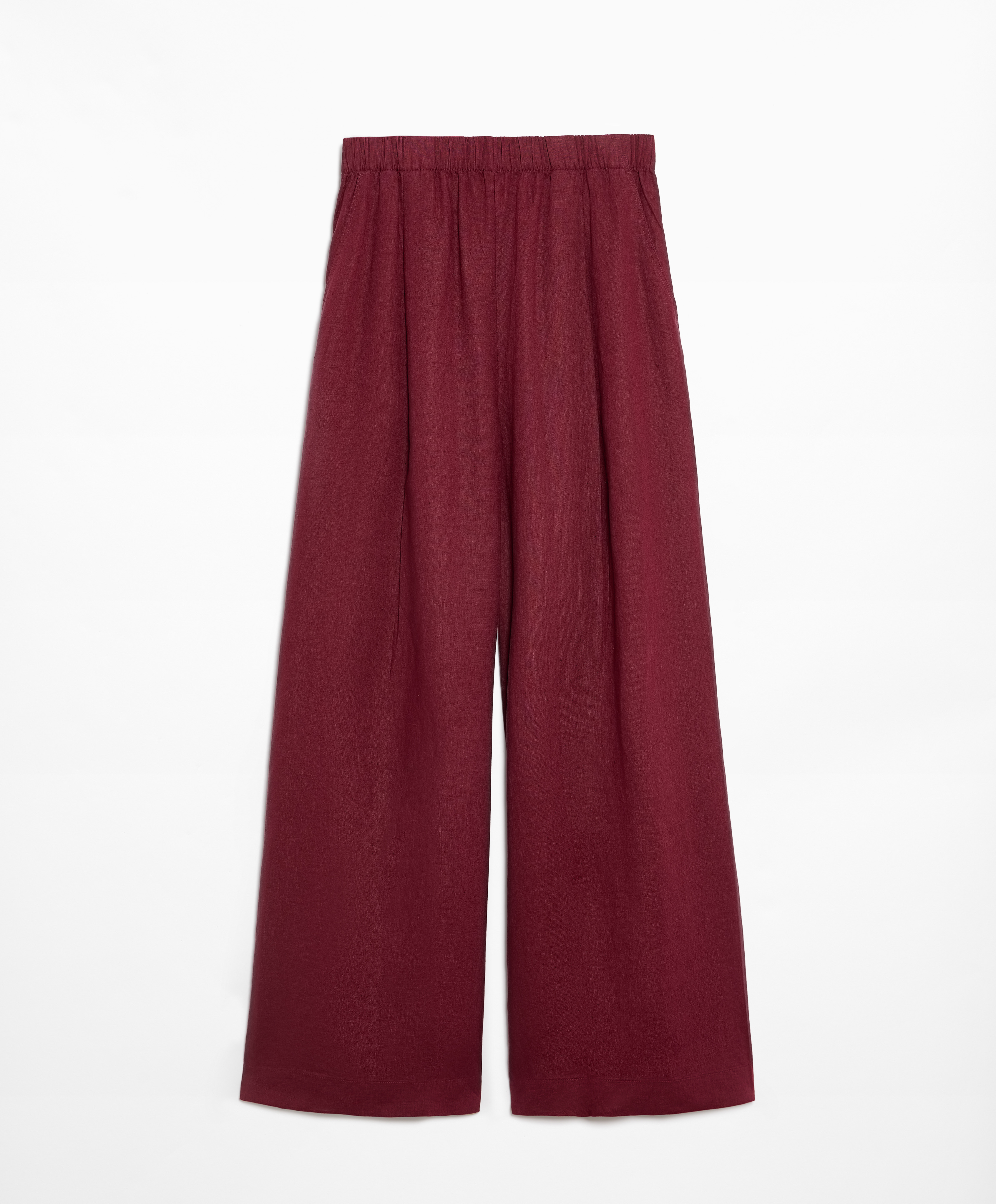 100% linen wide straight-leg trousers