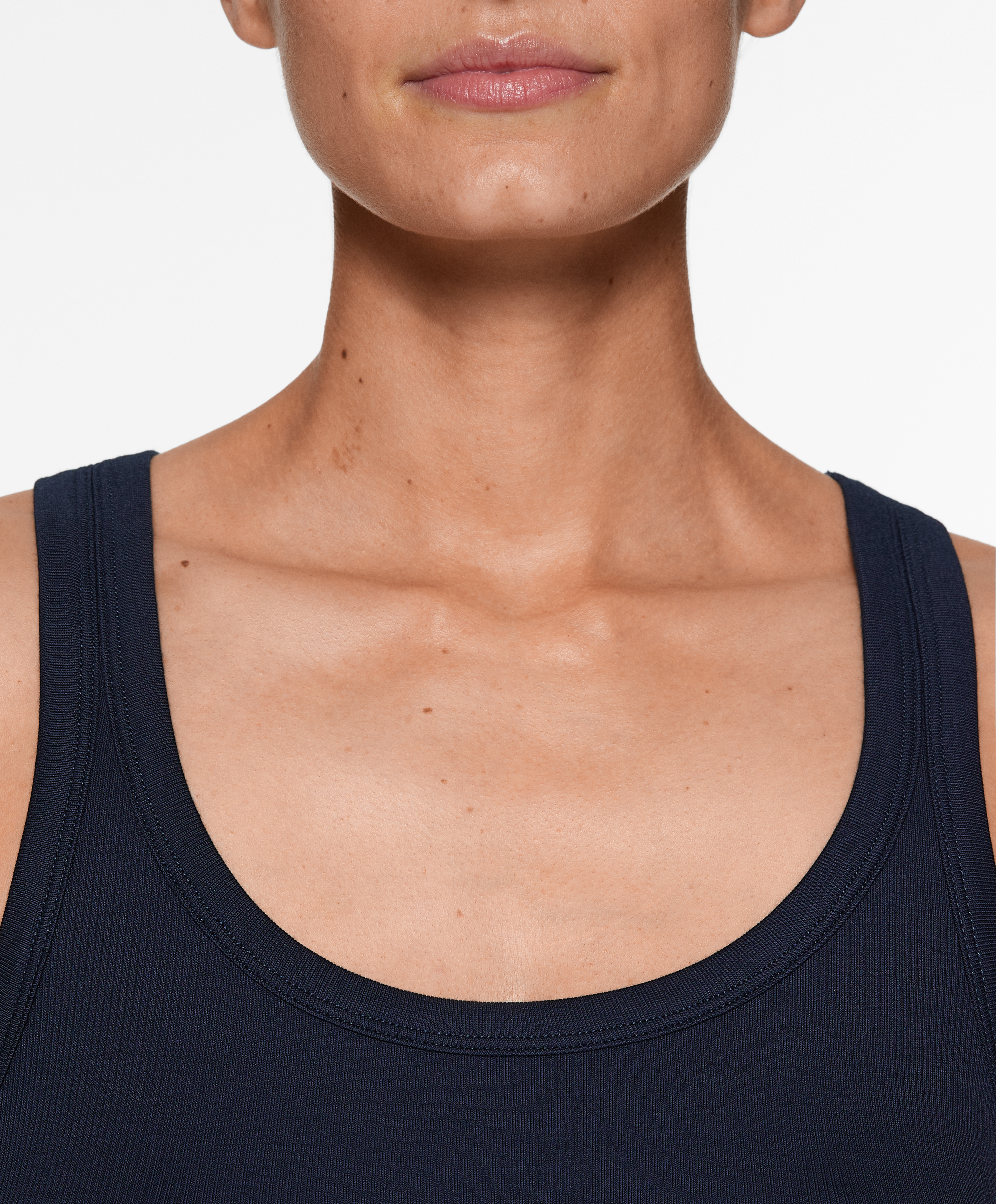 Rib vest top with cotton and modal