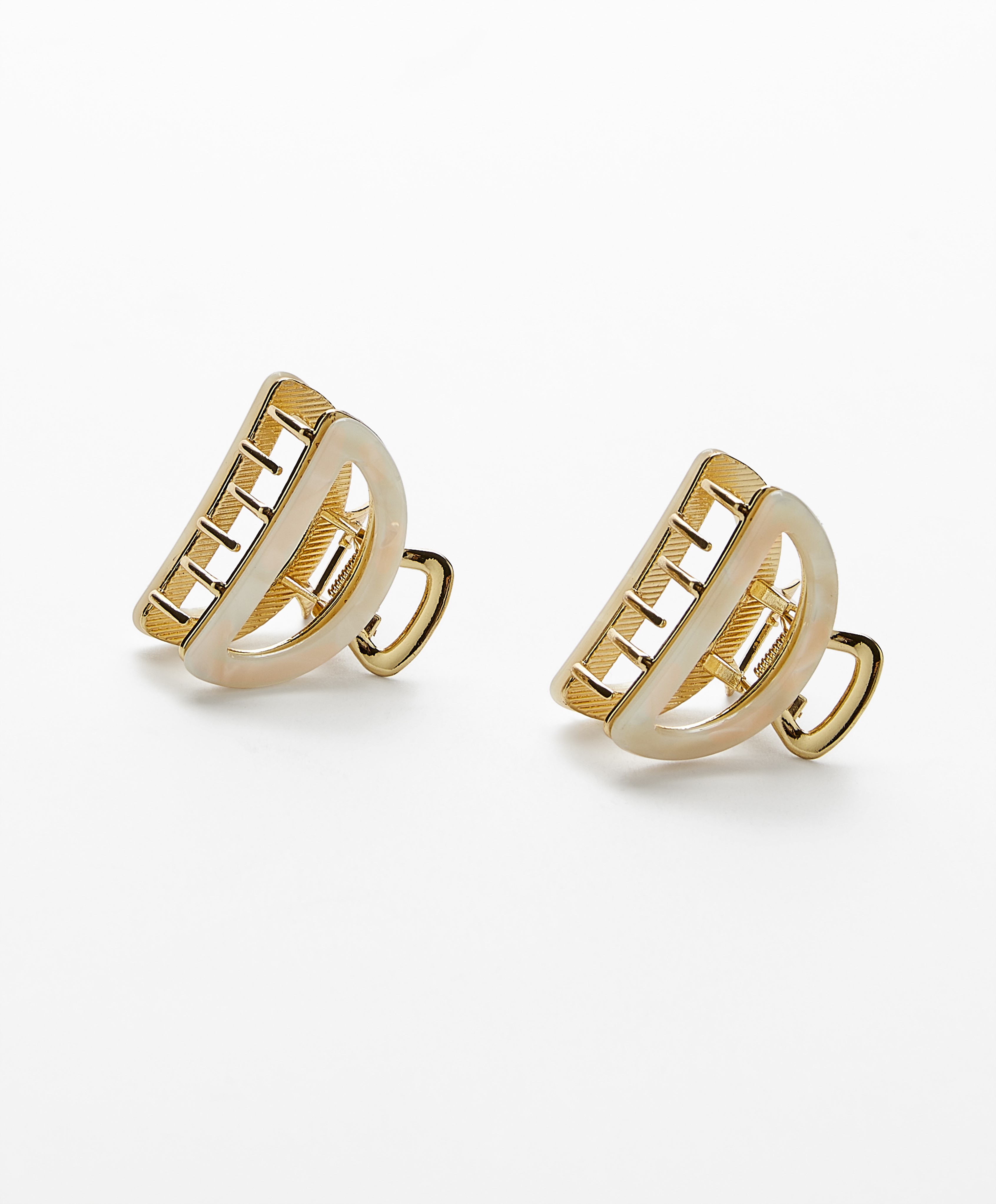 2 metallic mini hair clasps