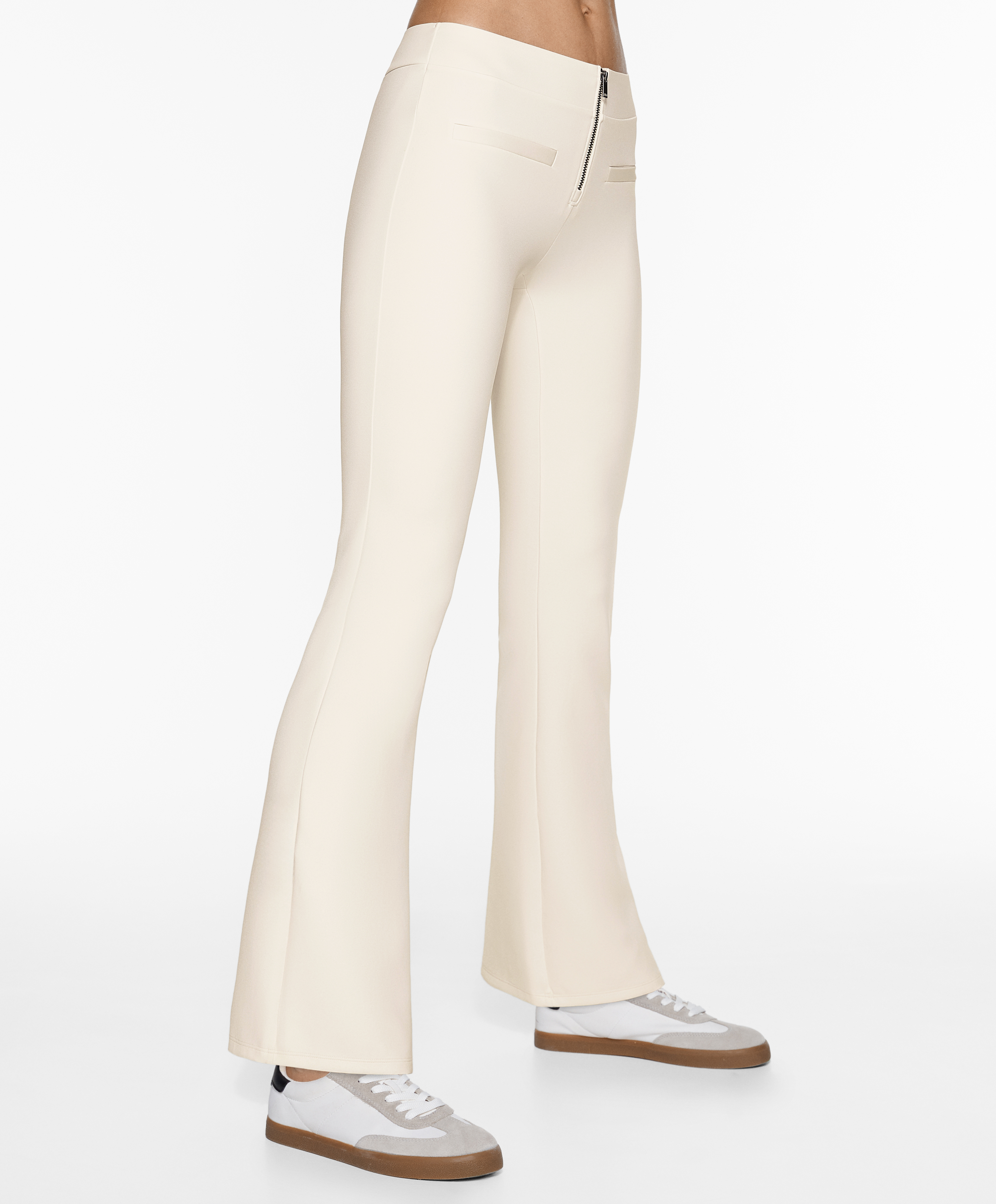 Neoprene-effect low-rise flare trousers