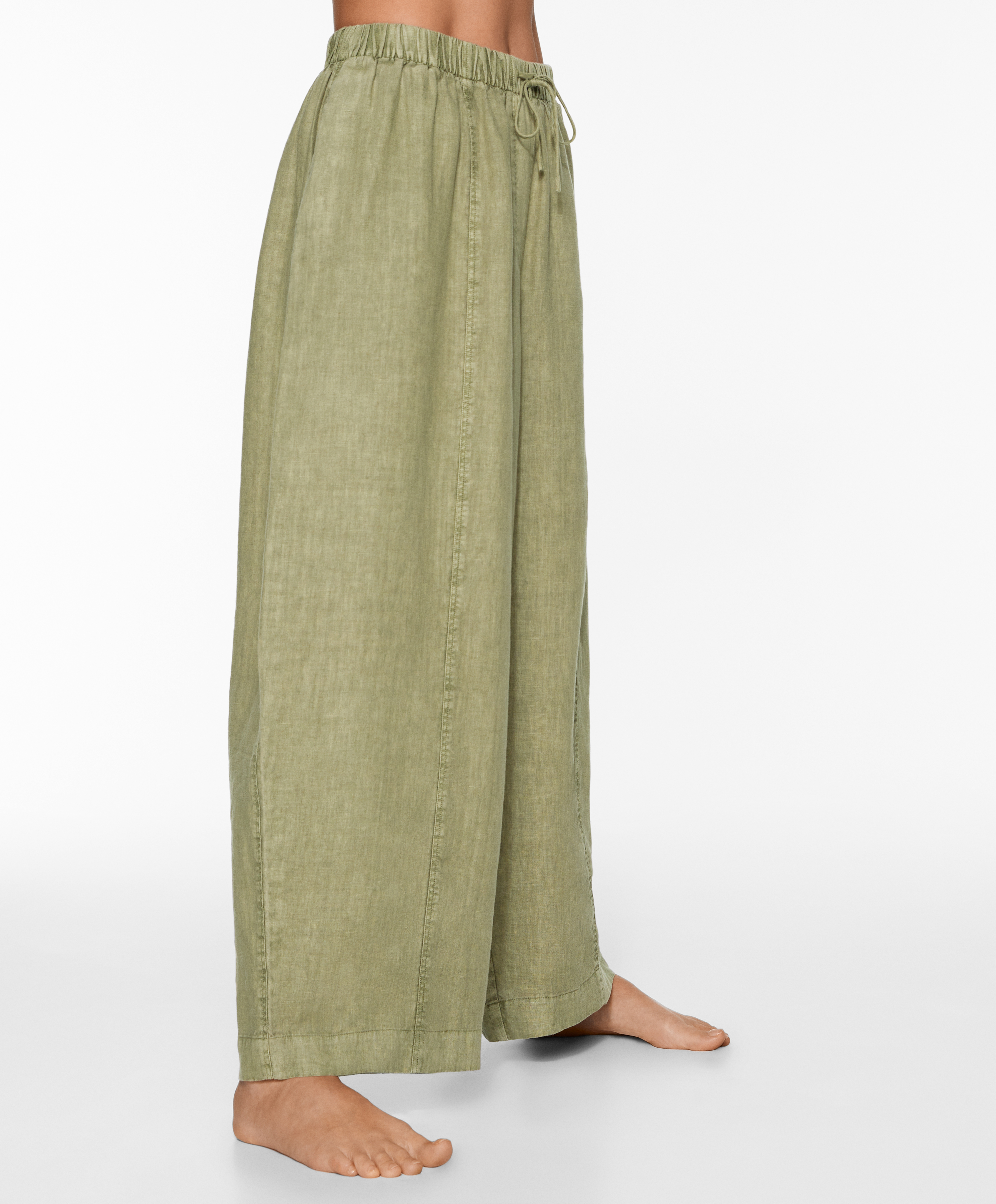 100% linen barrel trousers