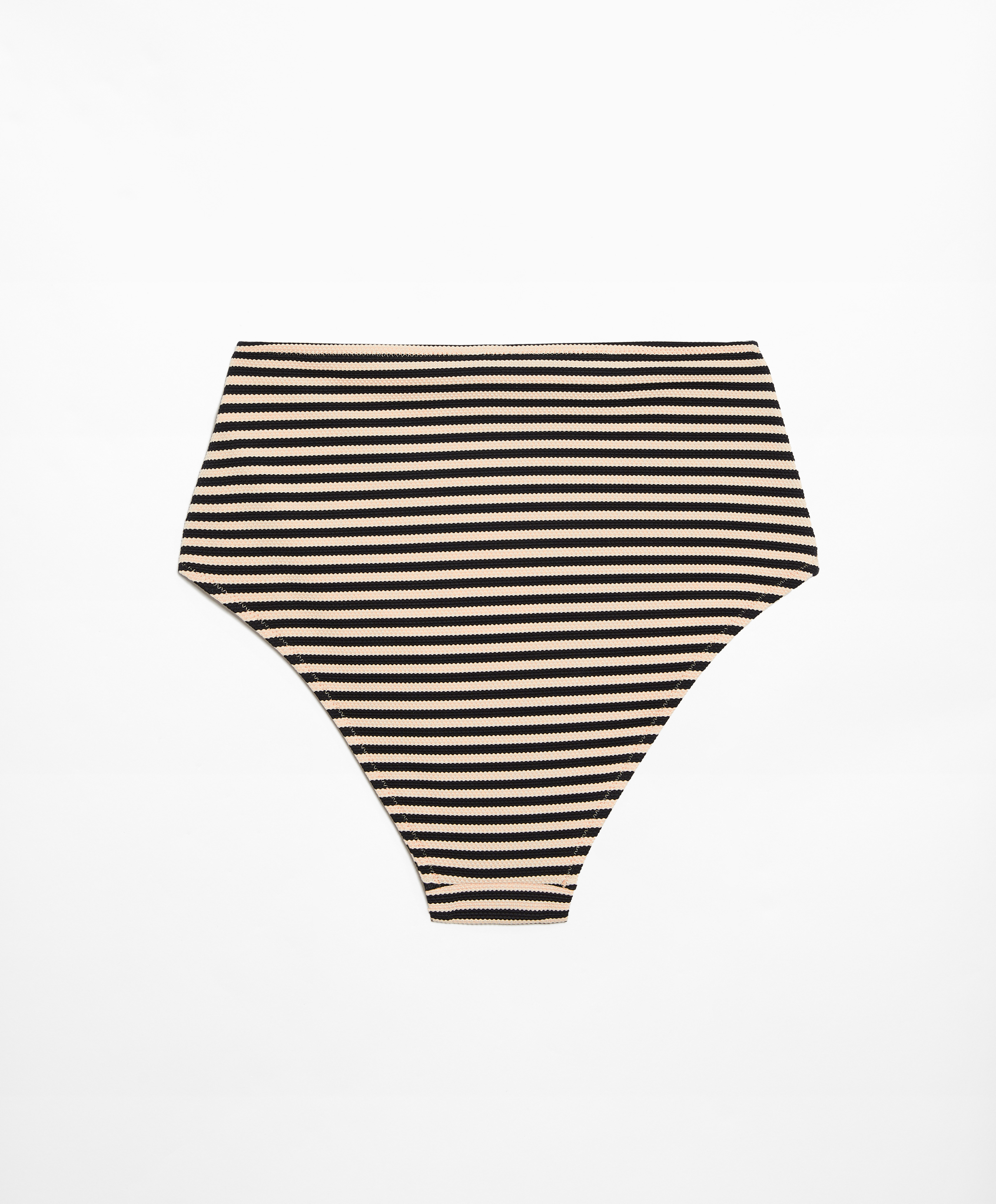 Striped piqué high-rise bikini briefs