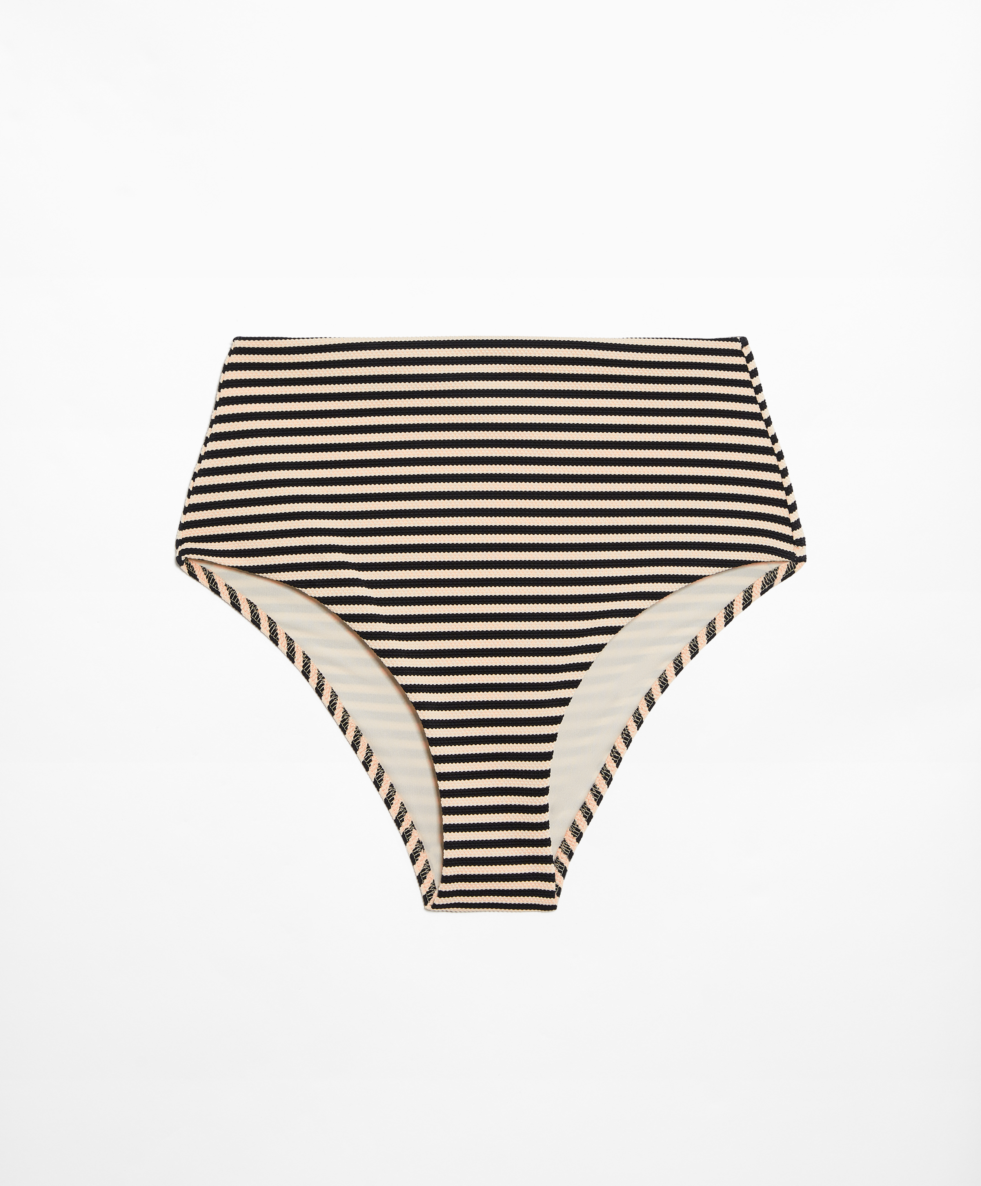 Striped piqué high-rise bikini briefs