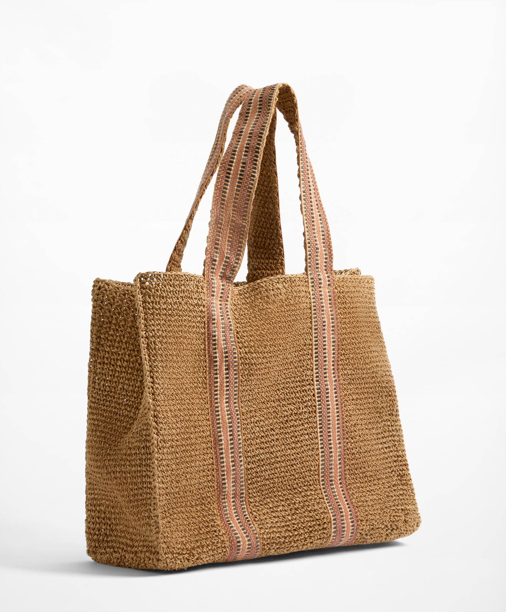 Multi-coloured strap shopper bag