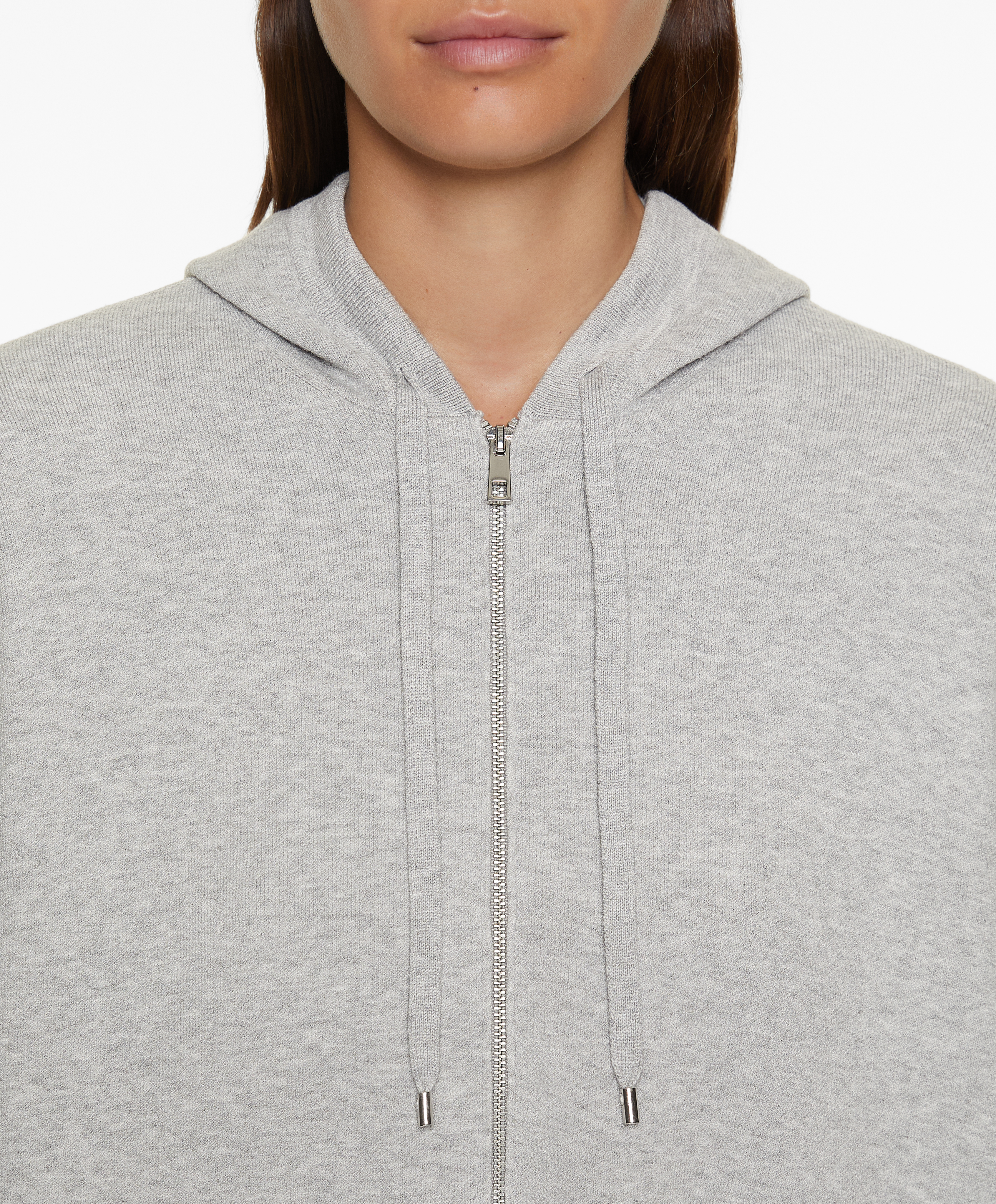 Zipped knit hooded jacket