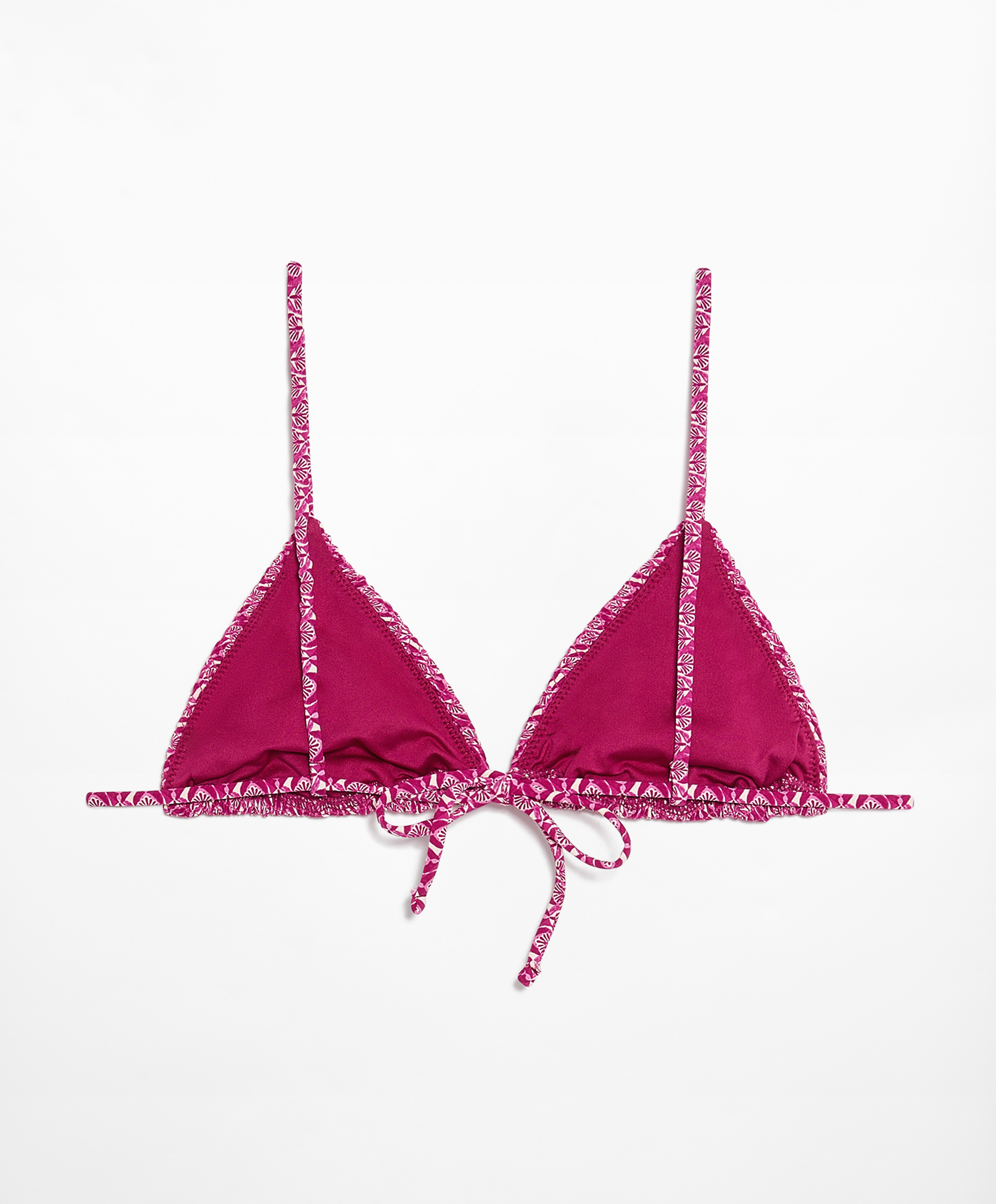 Smock stamp print triangle bikini top