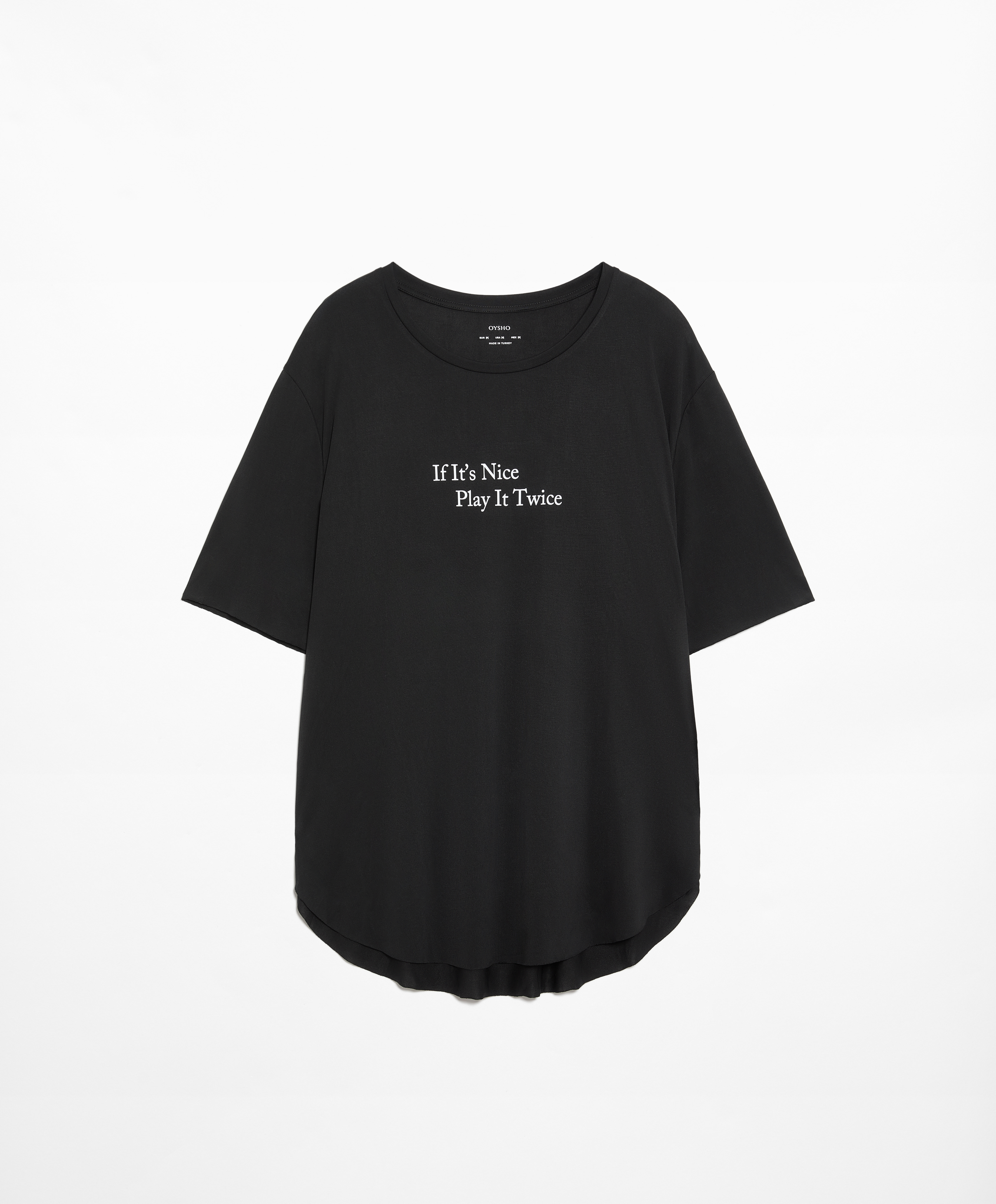 Modal blend short-sleeved slogan T-shirt