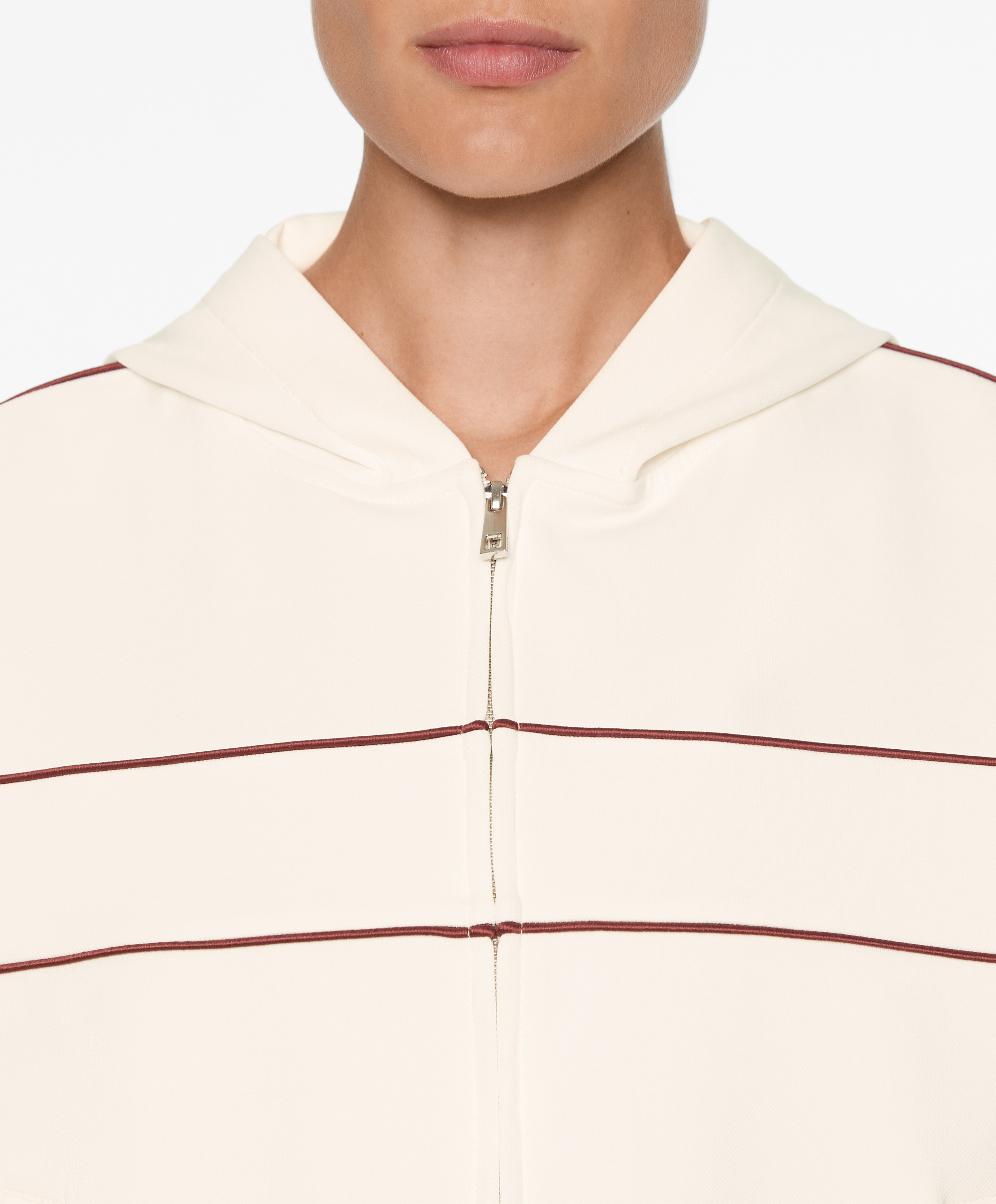 Cotton blend pique jacket with piping