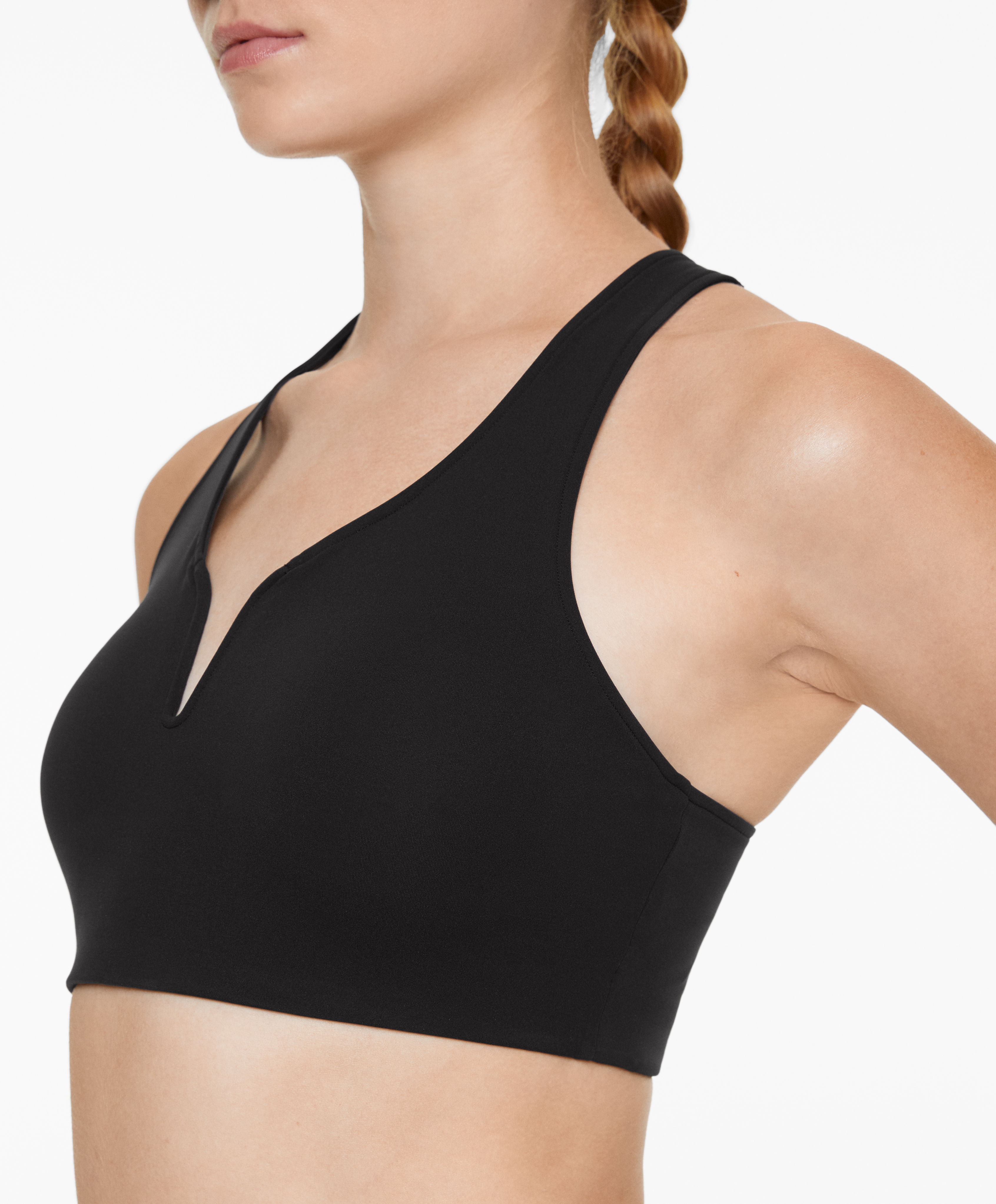 Medium support compressive sports bra with trim