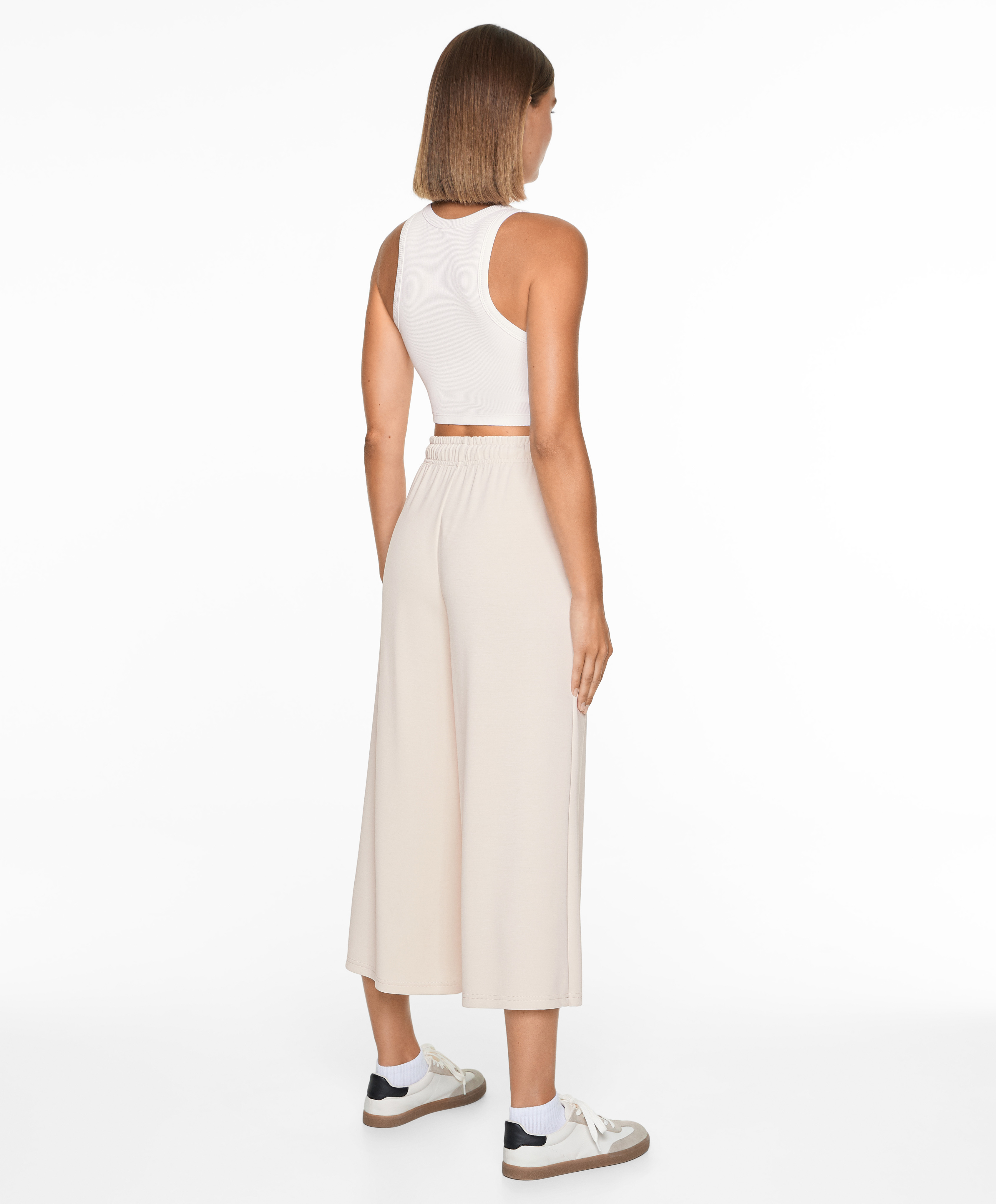 Soft-touch wide-leg crop trousers with modal