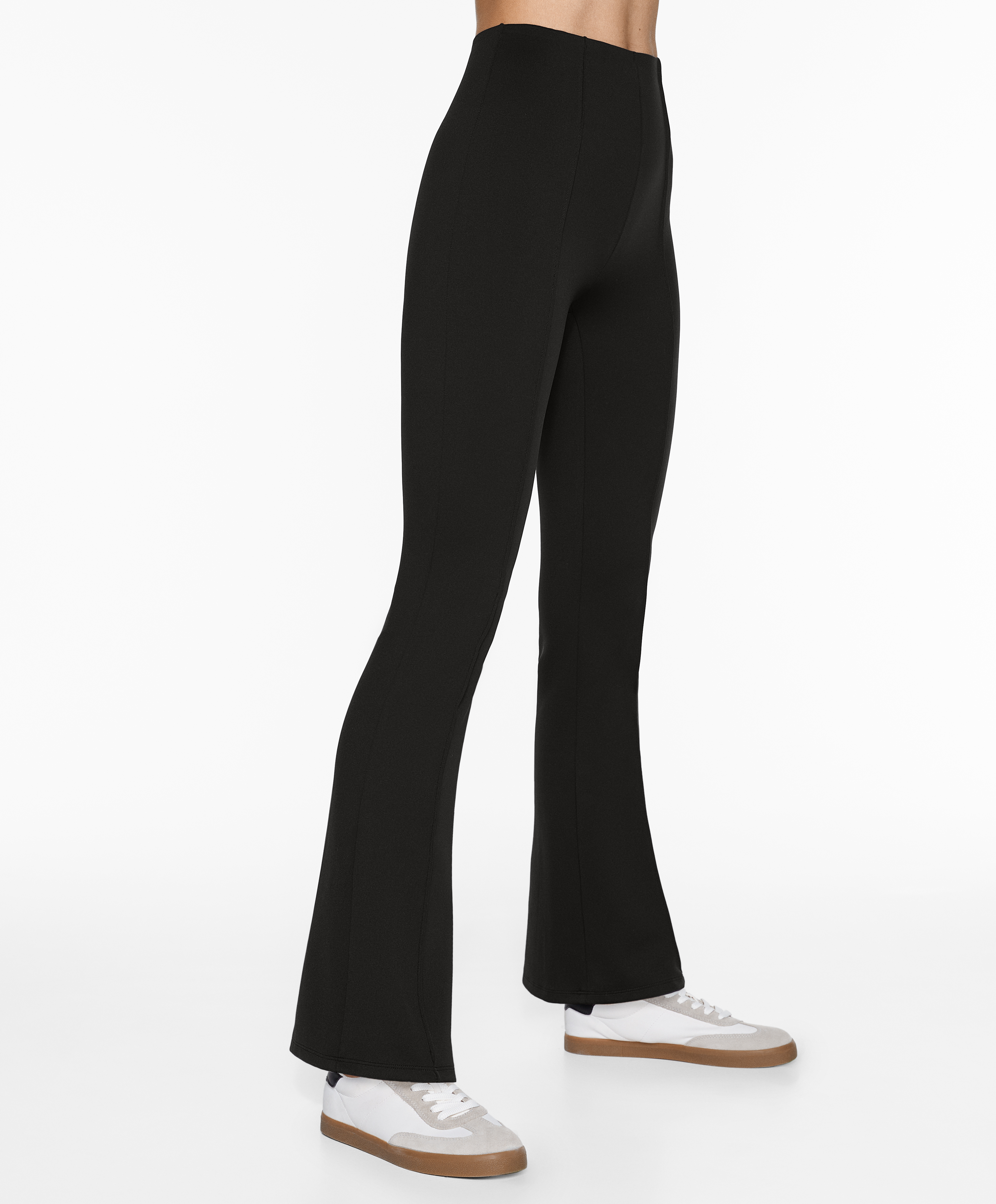 Neoprene-effect flare trousers