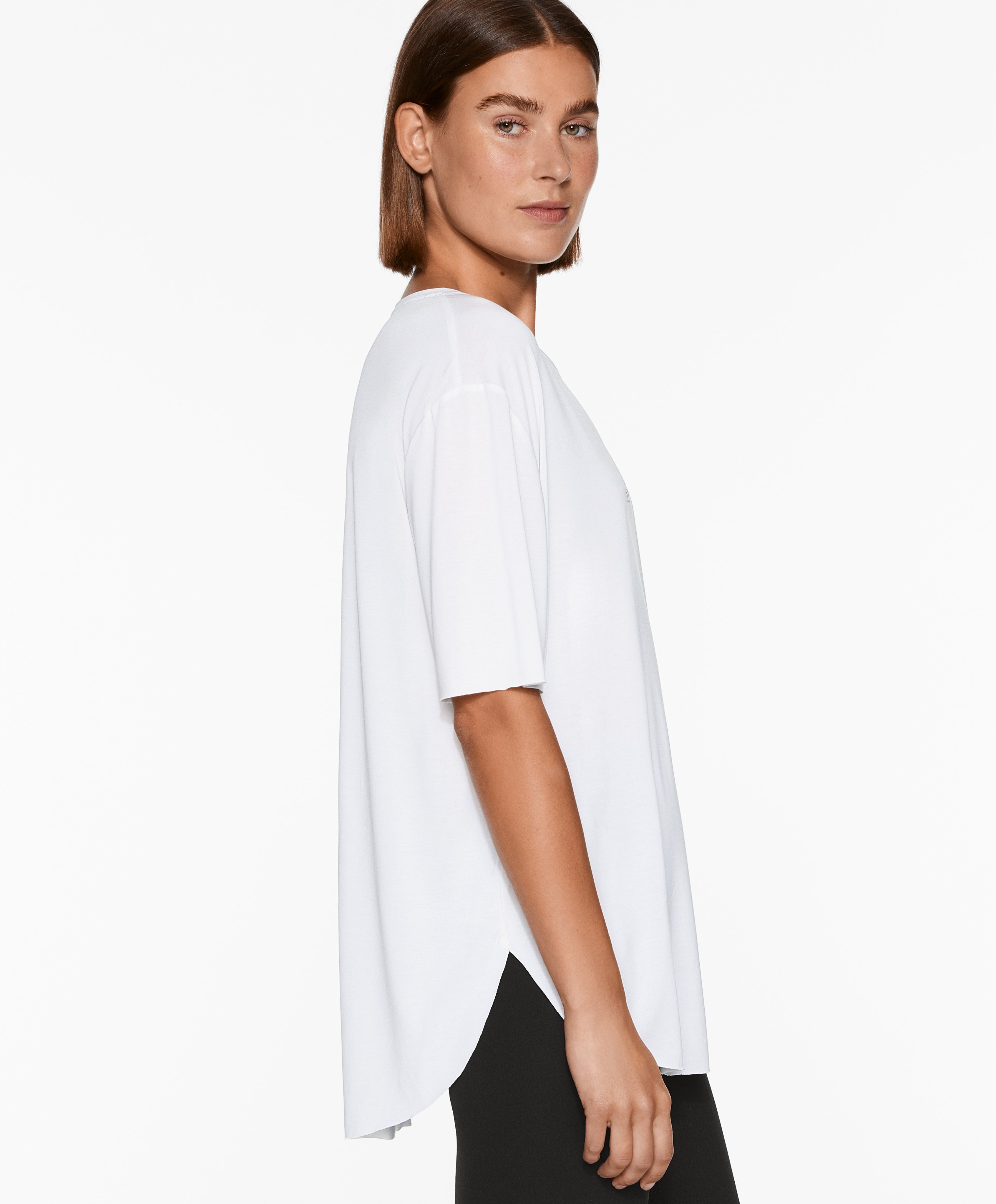 Modal blend short-sleeved slogan T-shirt