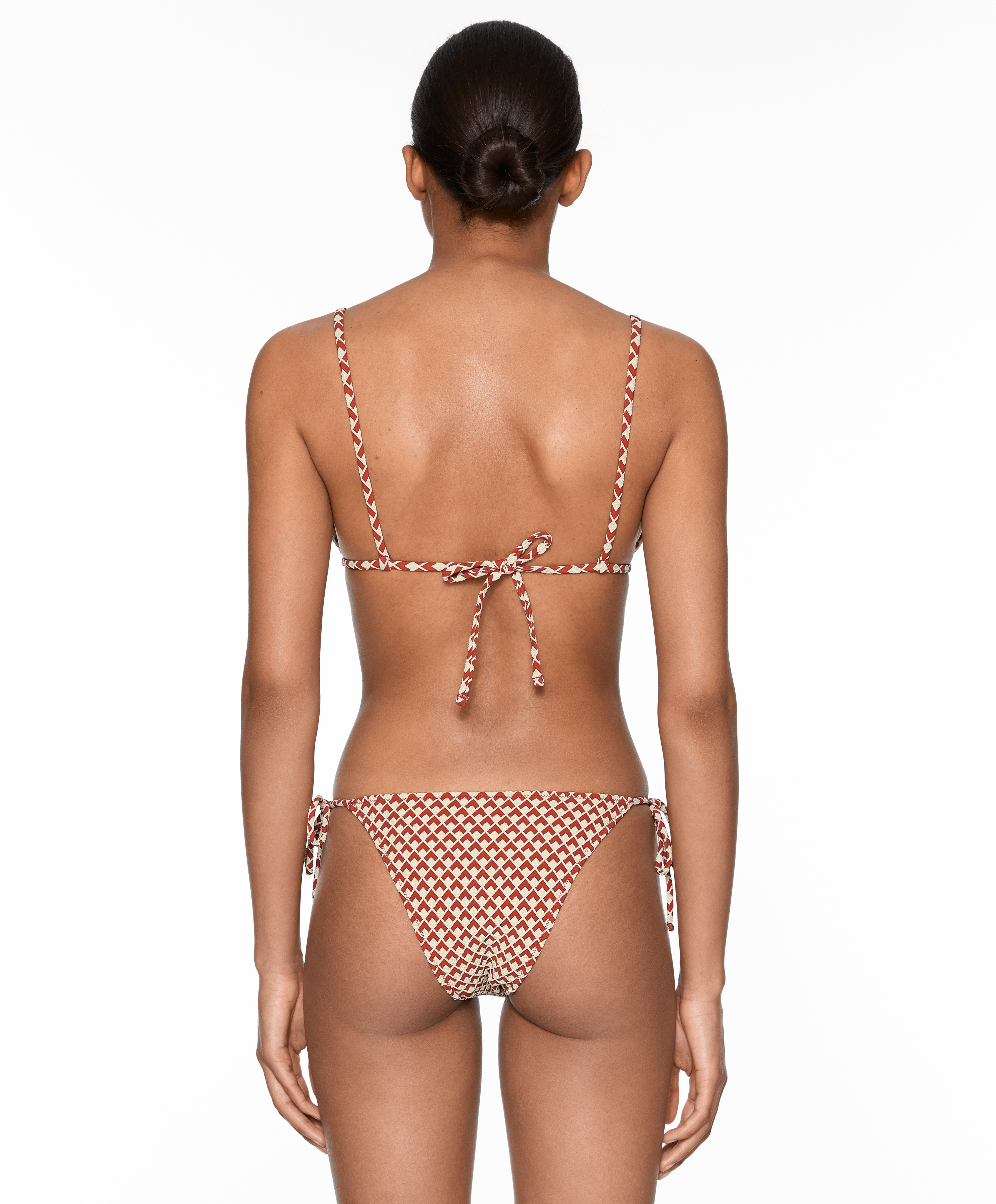 Geometric jacquard medium-coverage bikini briefs with ties