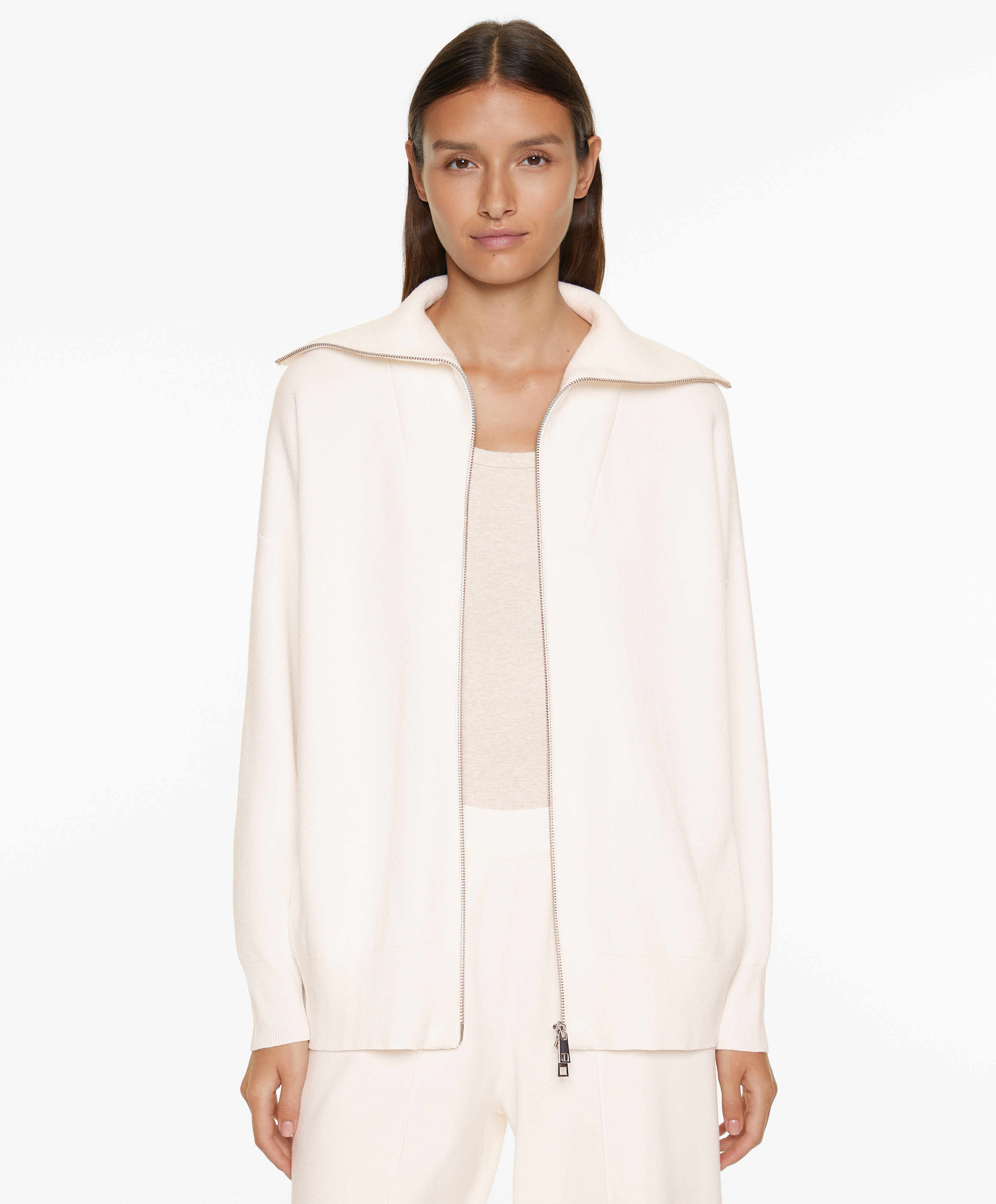 Zip-up knit cardigan