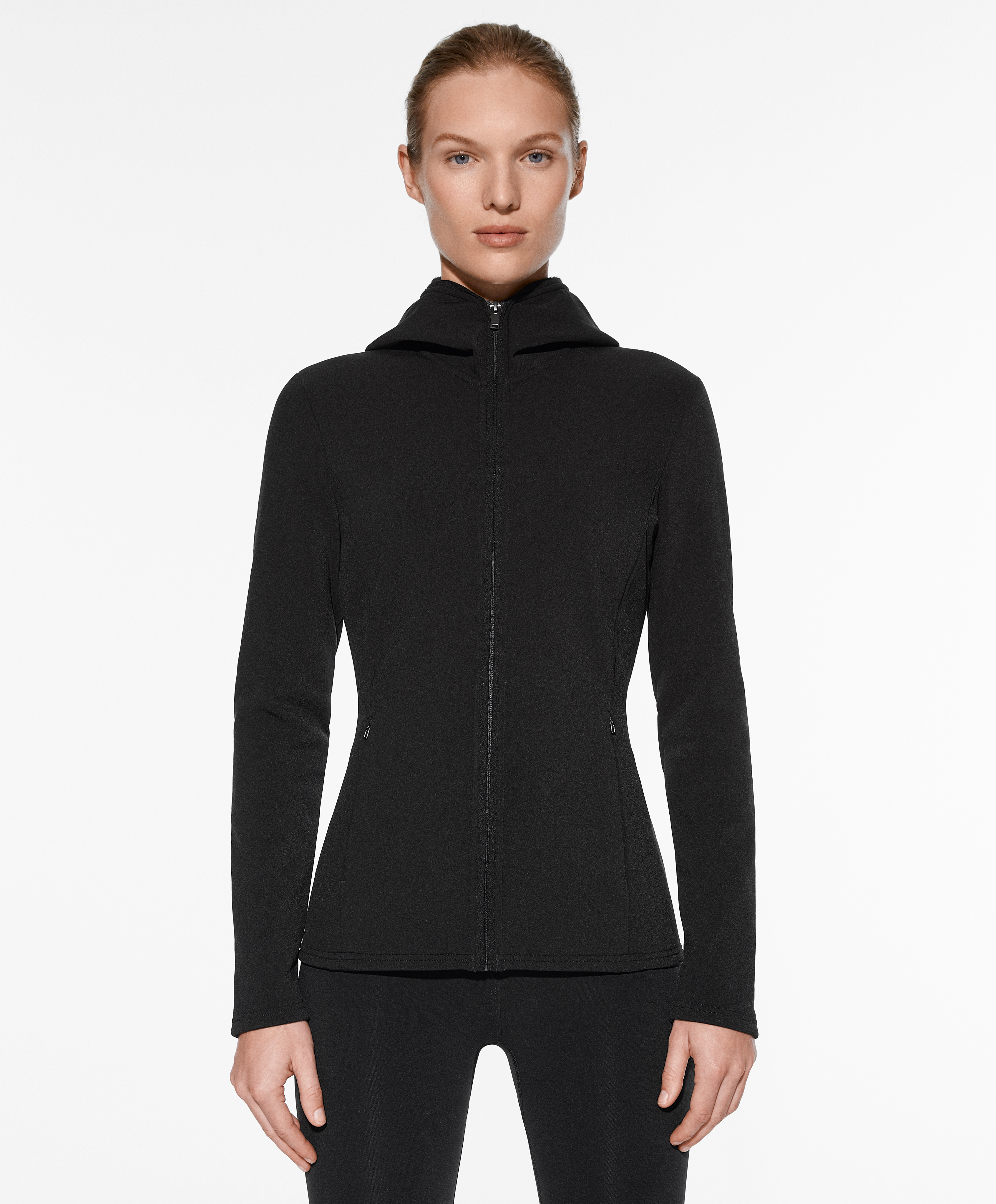 Super-extra-warm seamless hooded technical jacket